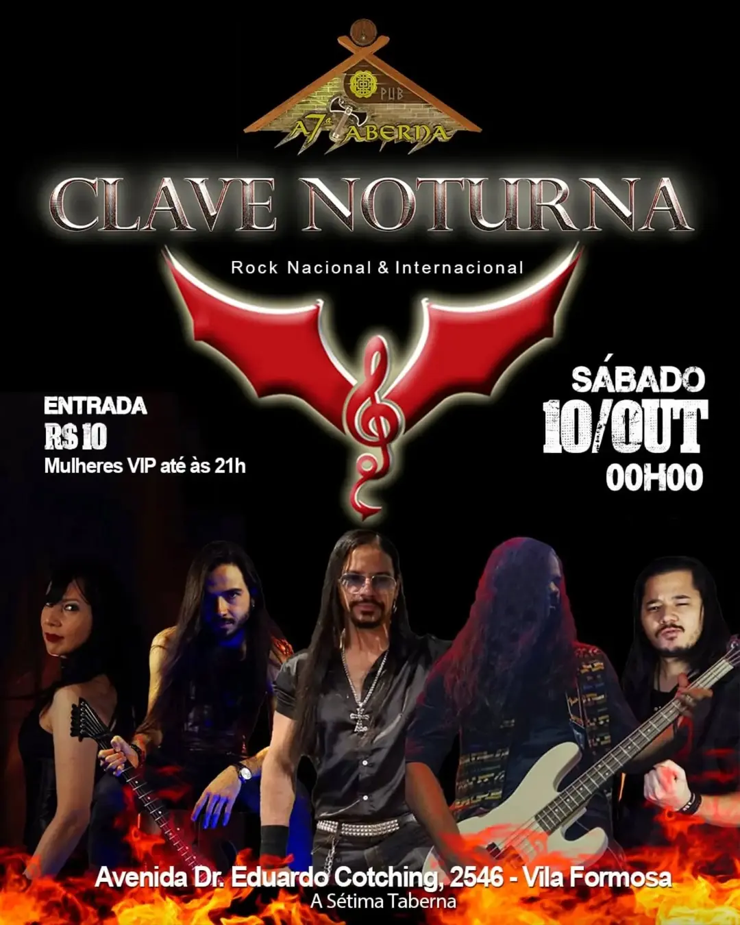 Flyer de Clave Noturna e Banda 80.7
