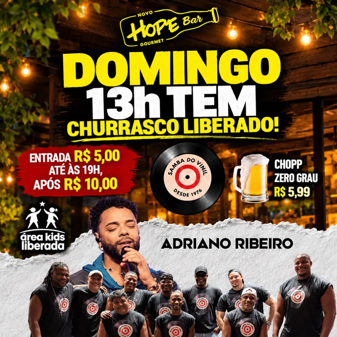 Flyer de Samba do Vinil, Adrianinho e Adriano Ribeiro