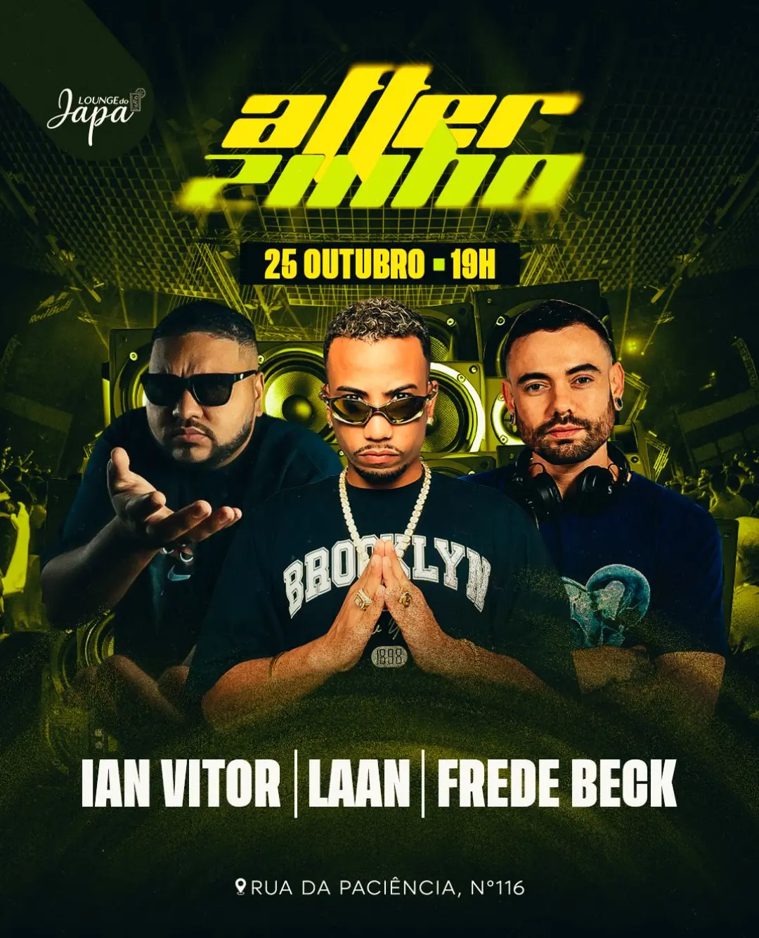 Flyer de DJ Ian Vitor, DJ Laan e Frederico Beck