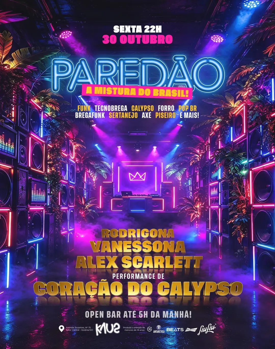 Flyer de Rodrigona, Big Vanessa e mais 2 artistas