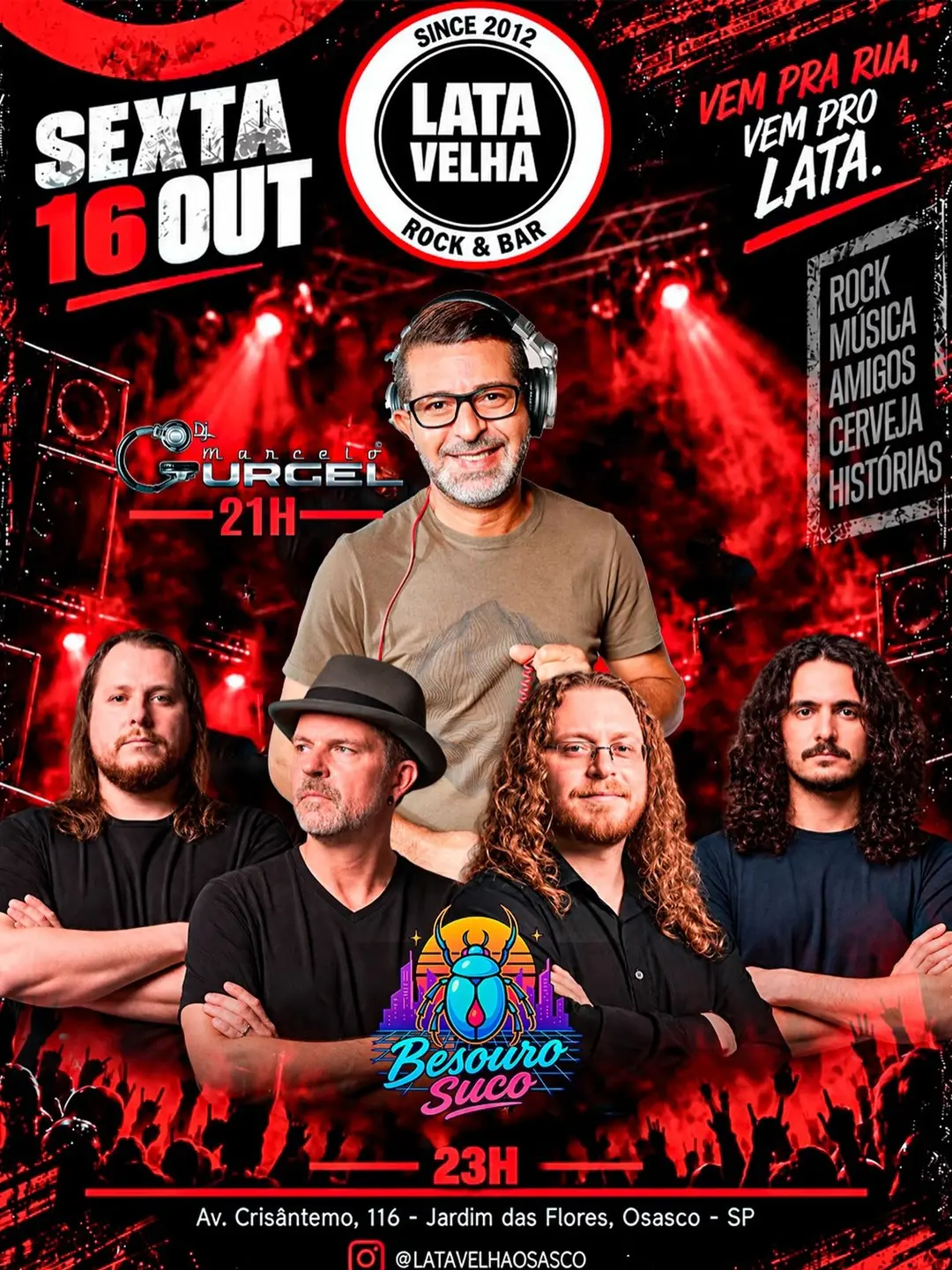 Flyer de Banda Besouro Suco e DJ Marcelo Gurgel