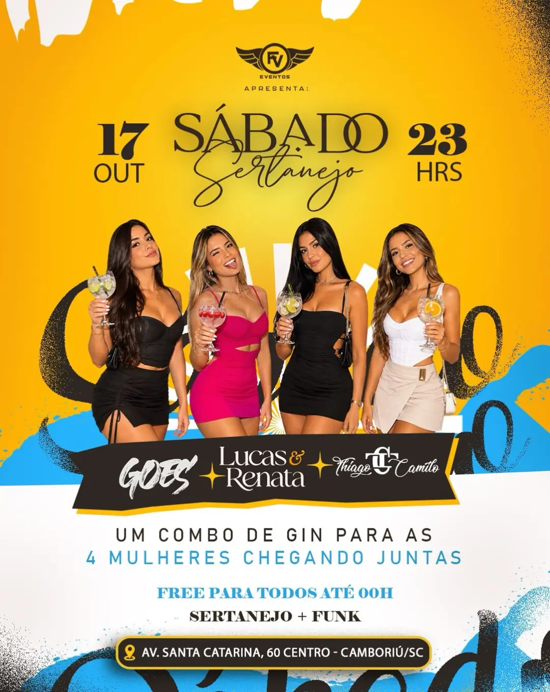Flyer de Lucas e Renata, Camilo, Thiago e GOES