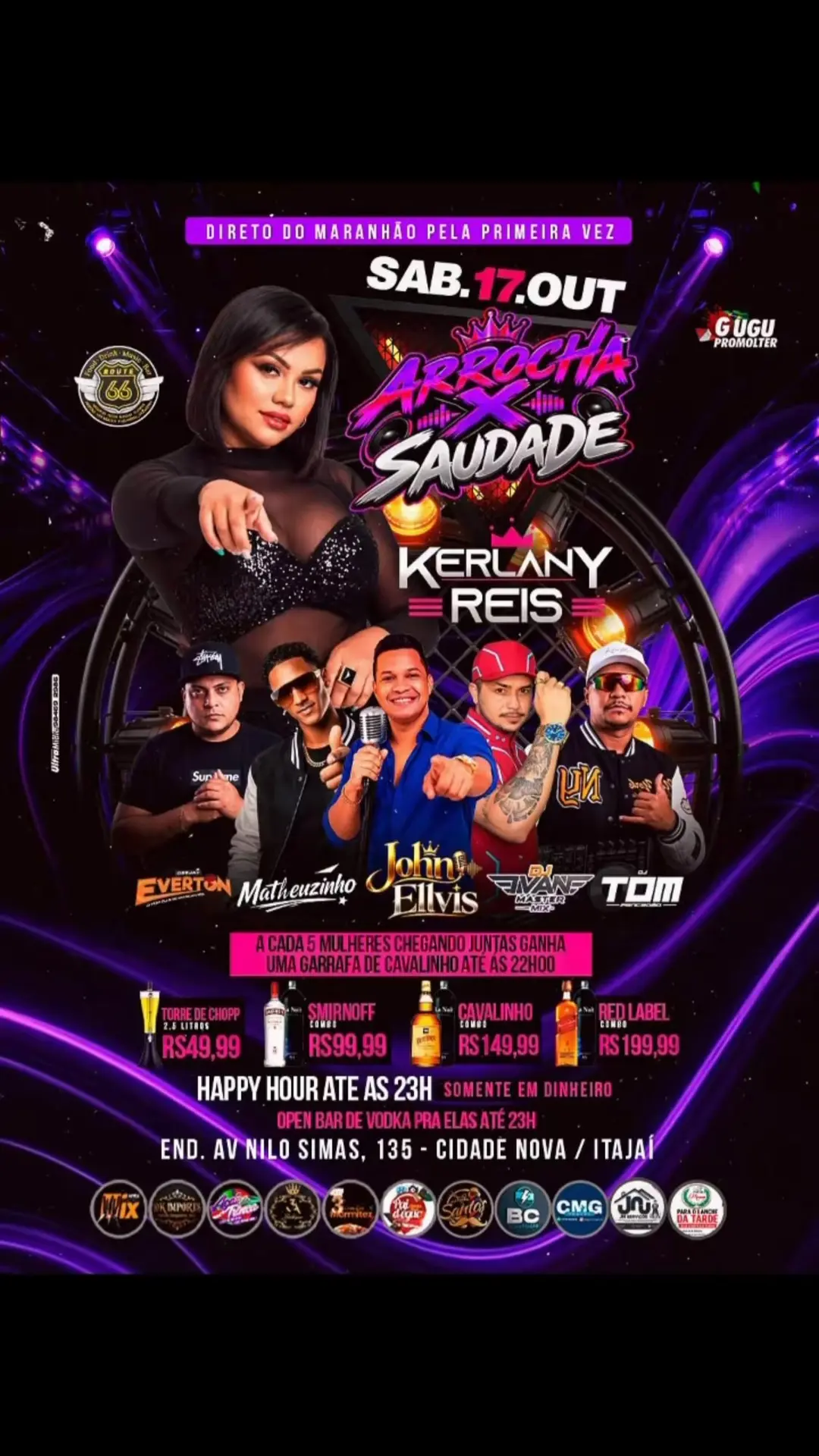 Flyer de Kerlany Reis, DJ Everton, Matheuzinho e mais 4 artistas