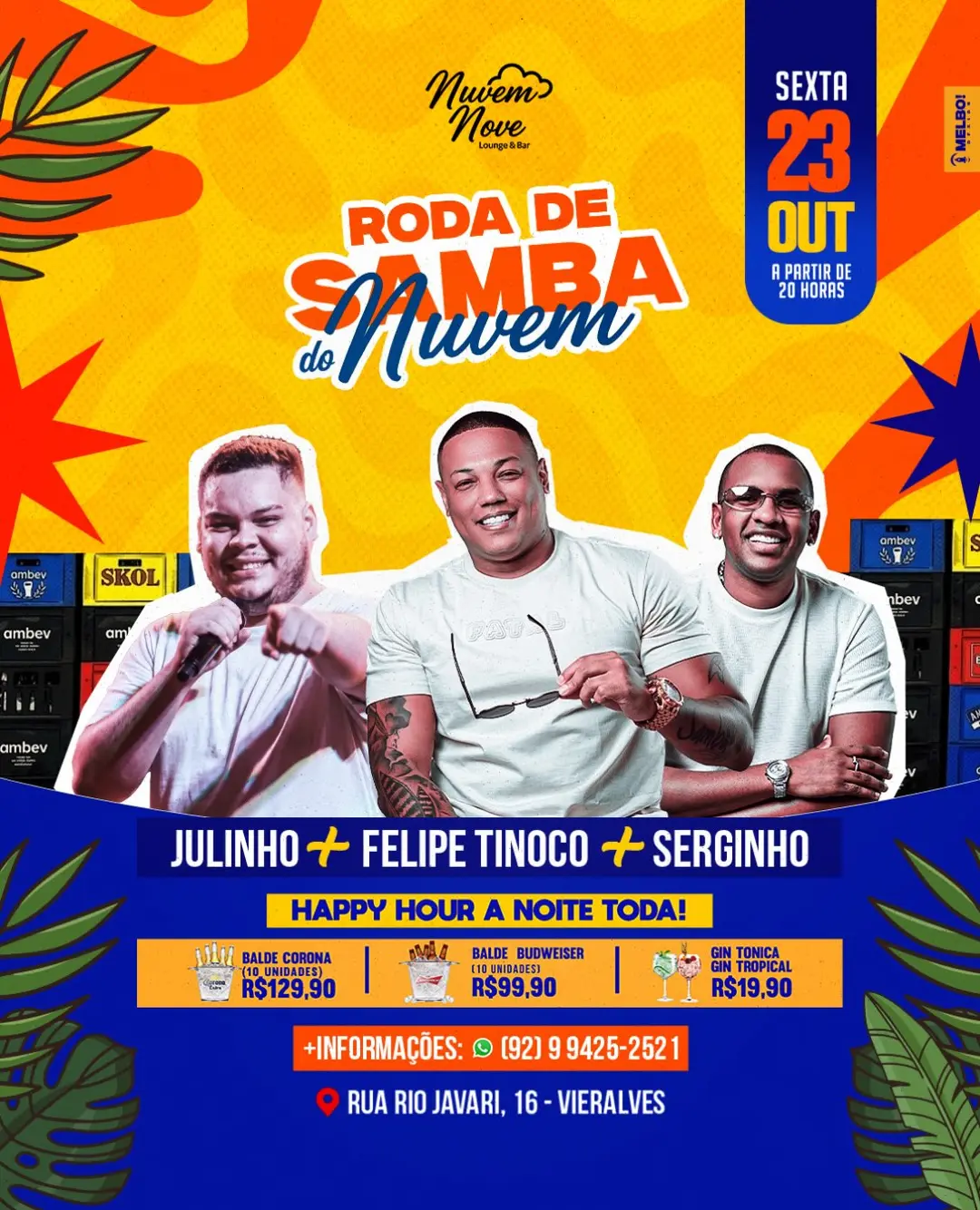 Flyer de Felipe Tinoco, Julinho e Serginho