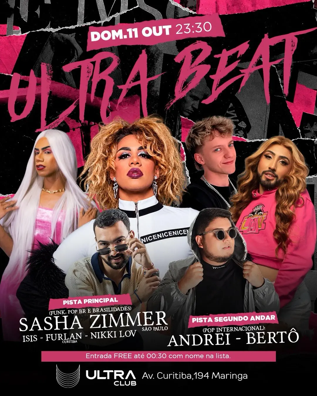 Flyer de Nikki Lov, Dj Furlan, DJ Bertô e mais 5 artistas
