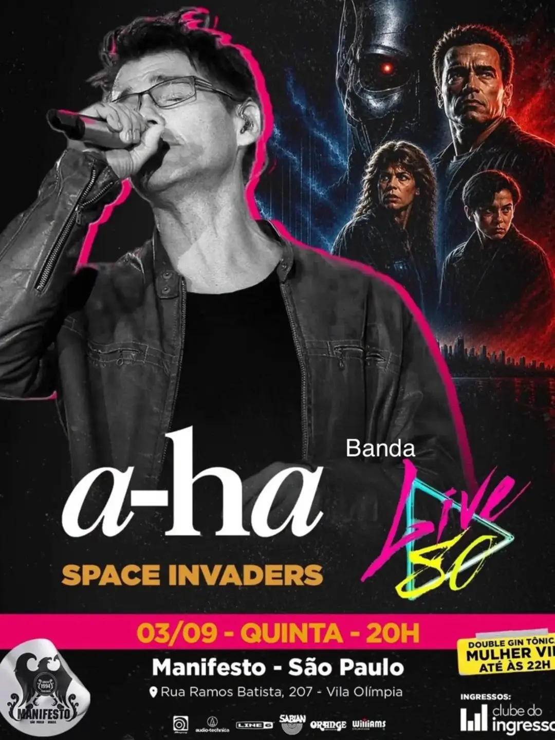 Flyer de Banda Live 80 e Space Invaders