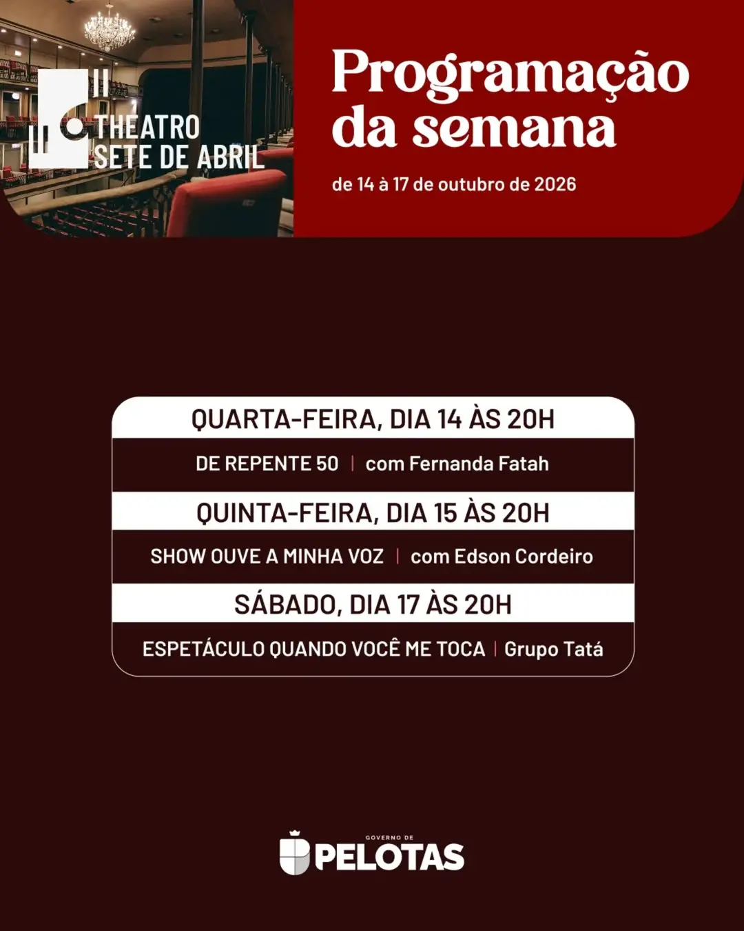 Flyer de De Repente 50 e Fernanda Fatah
