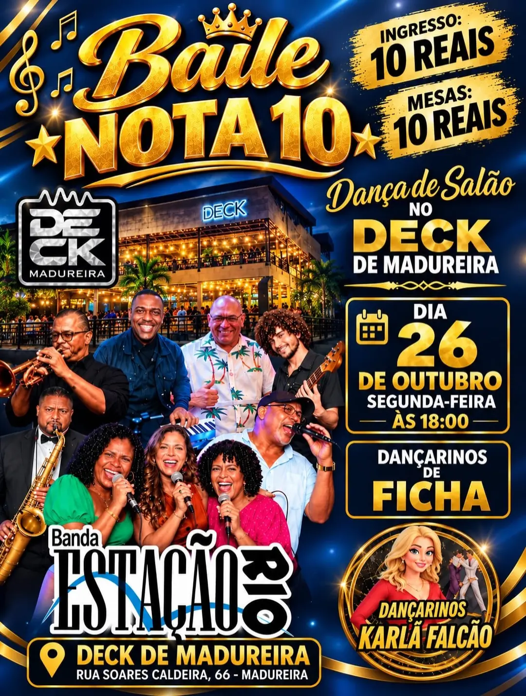 Flyer de Banda Estação Rio, Dançarinos de Ficha e mais 1 artista