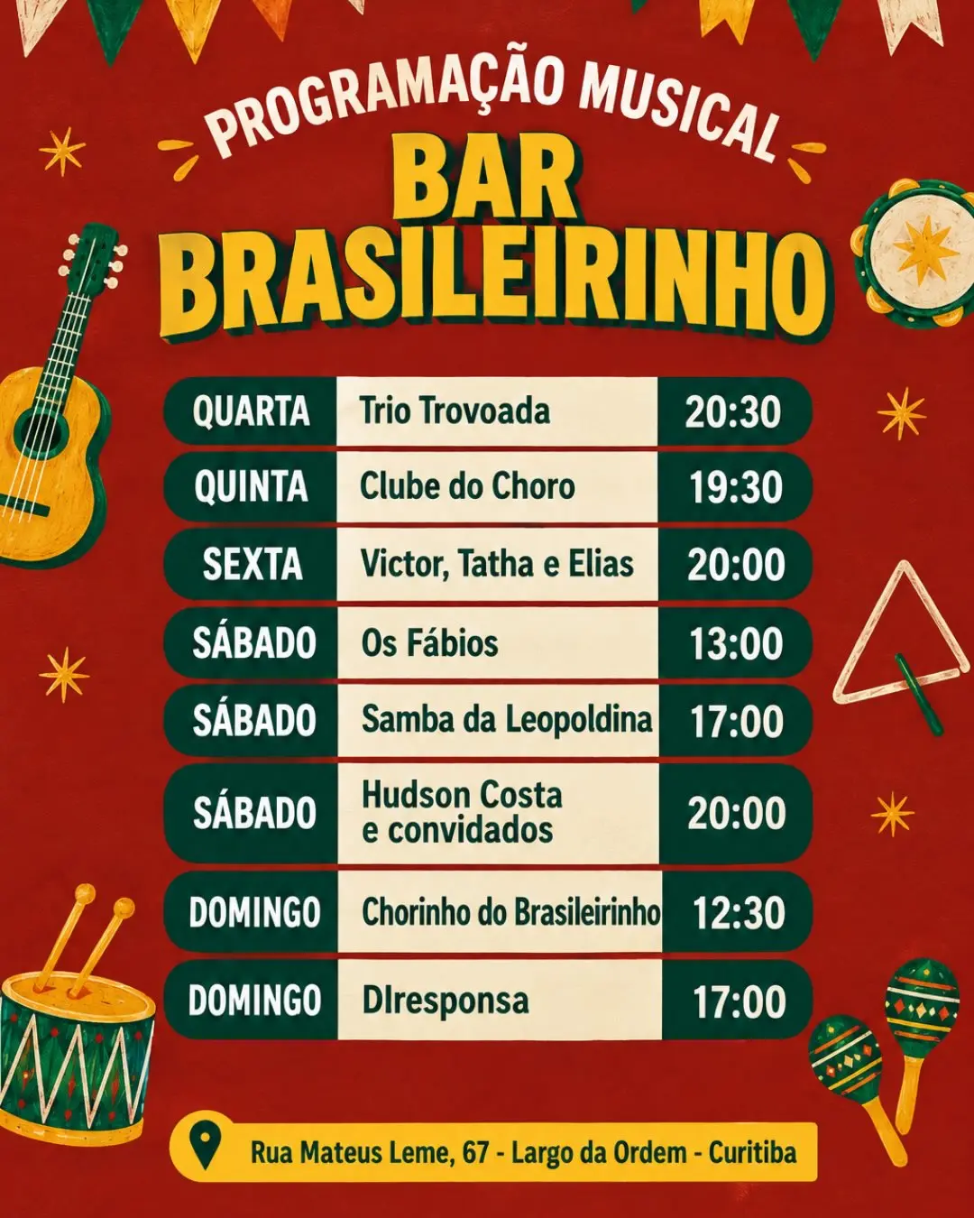 Flyer de Trio Trovoada, Cida Airam e Clube do Choro