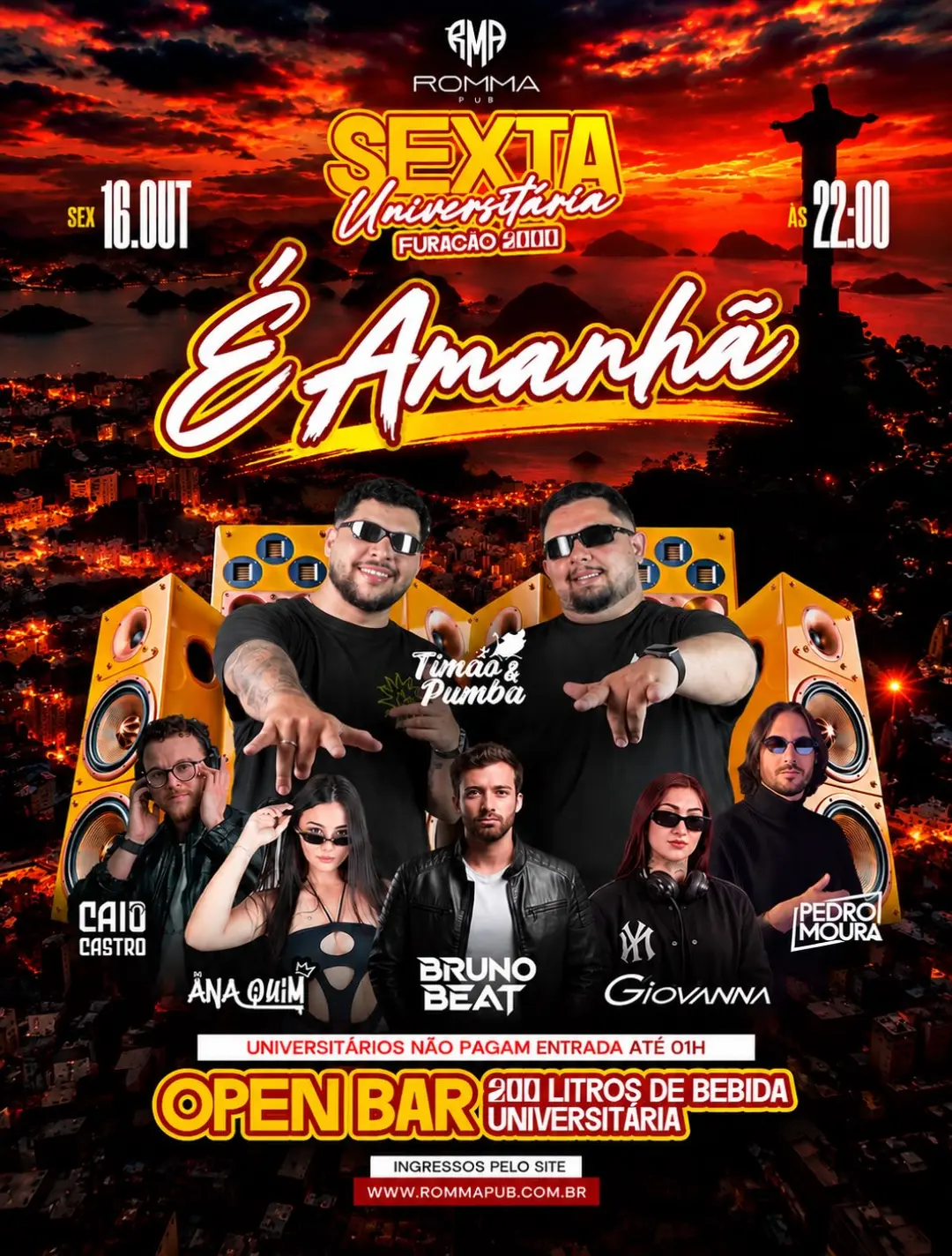 Flyer de Romma Pub e Timão e Pumba
