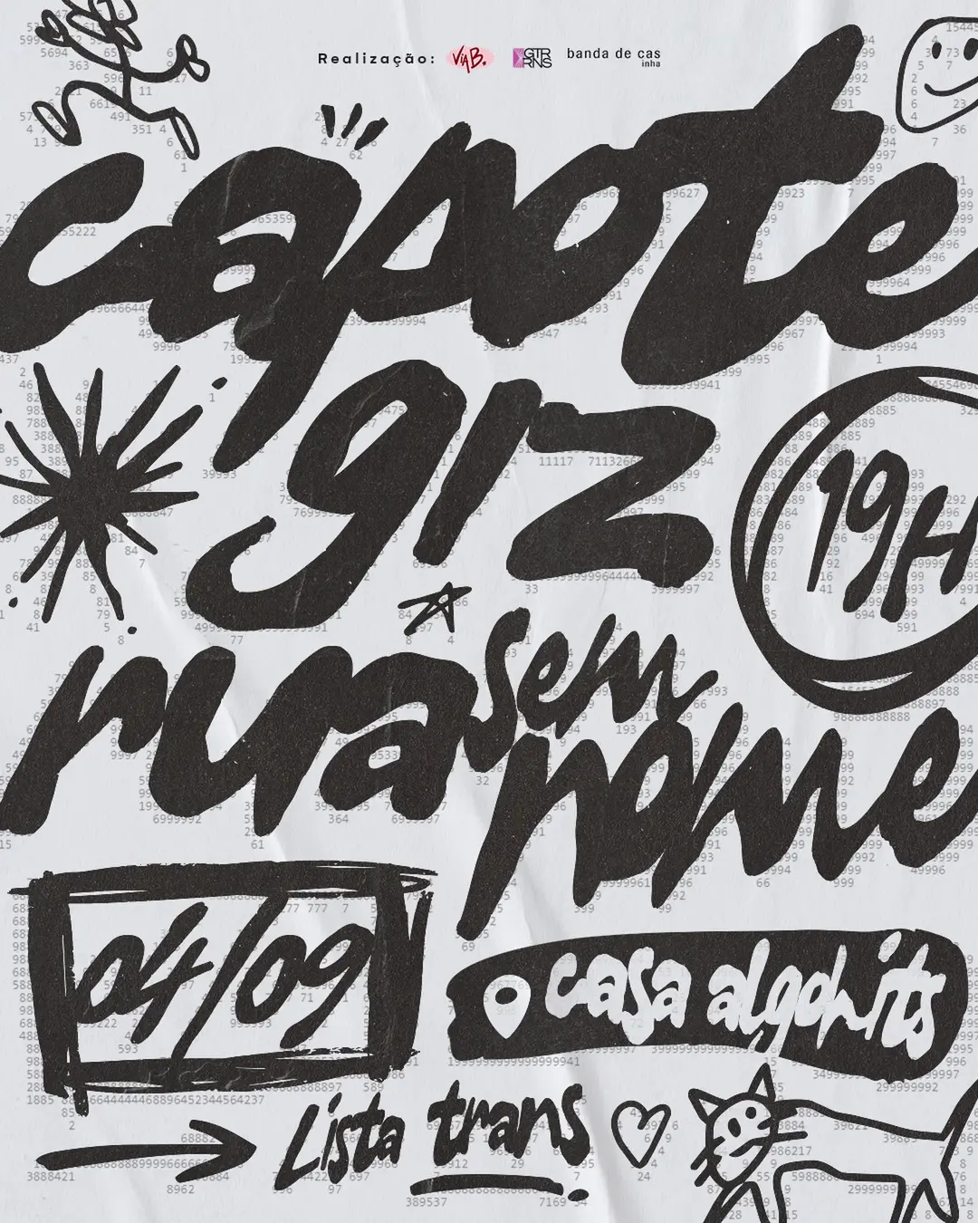 Flyer de Capote, Giz. e Rua Sem Nome