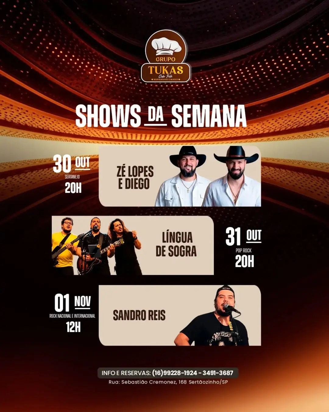 Flyer de Sandro Reis & Banda Língua de Sogra
