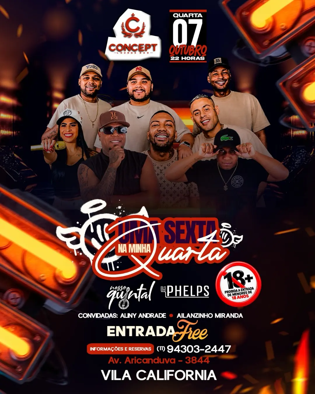 Flyer de Projeto Nosso Quintal, Aliny Andrade e mais 2 artistas