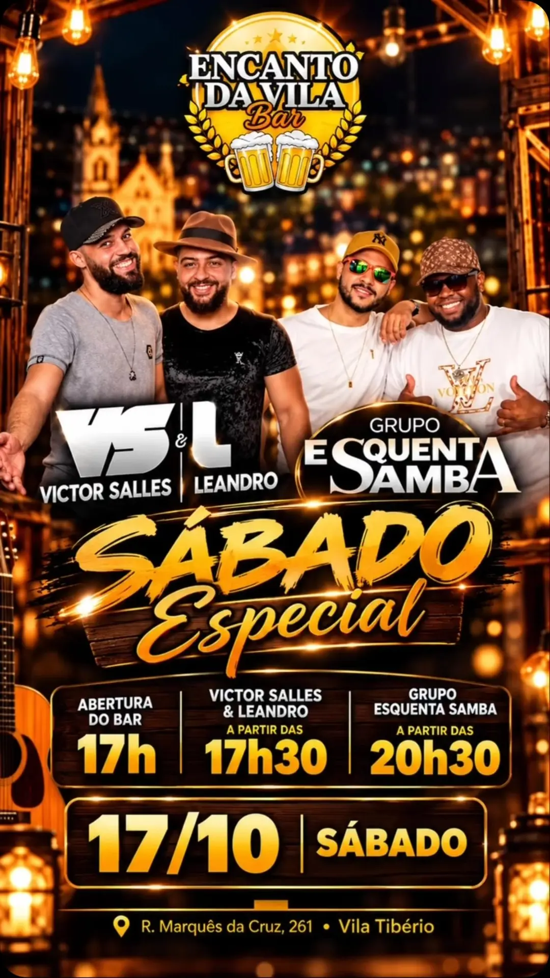 Flyer de Victor Salles e Leandro e Grupo Esquenta Samba