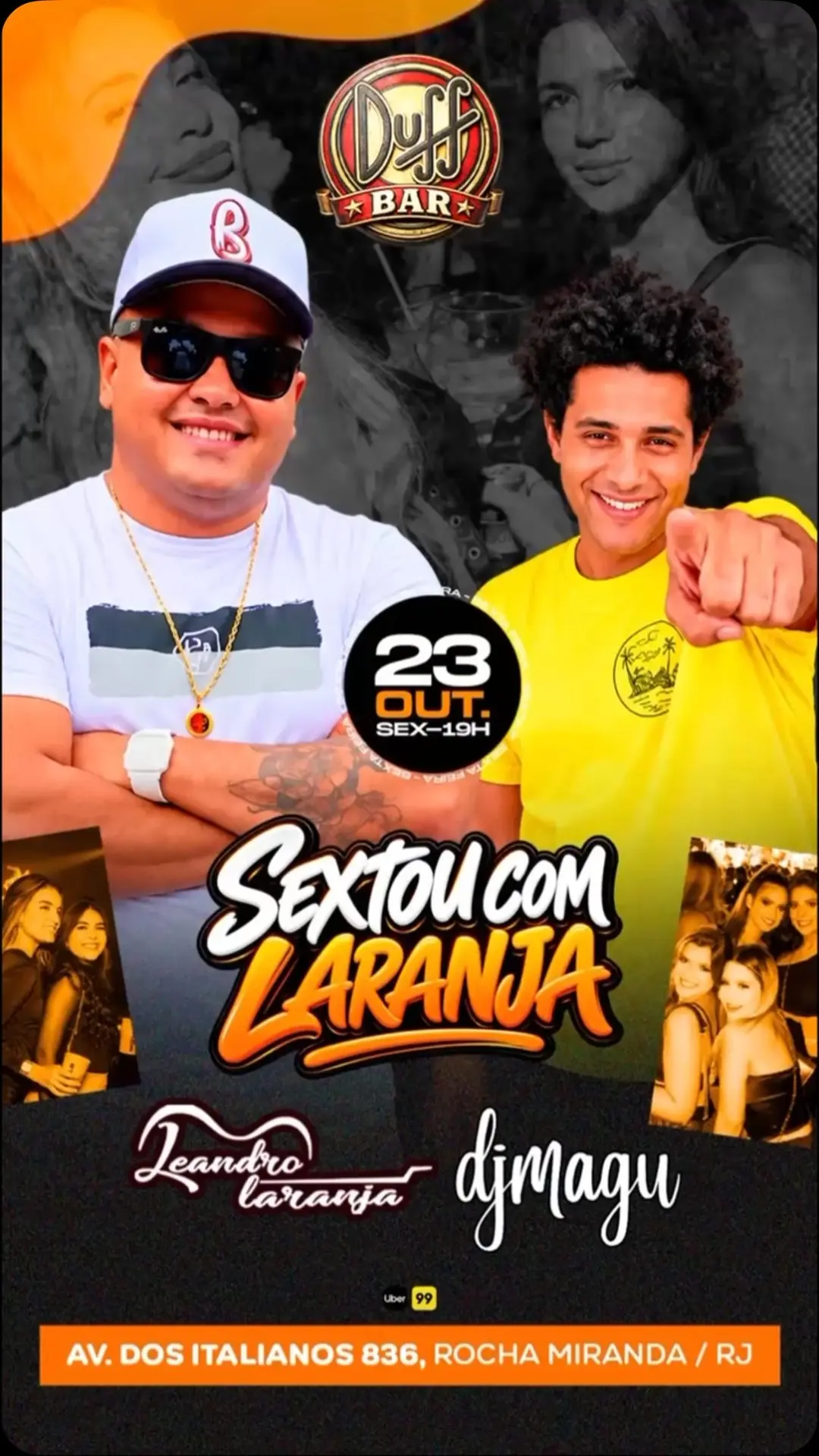 Flyer de Leandro Laranja e DJ Magu