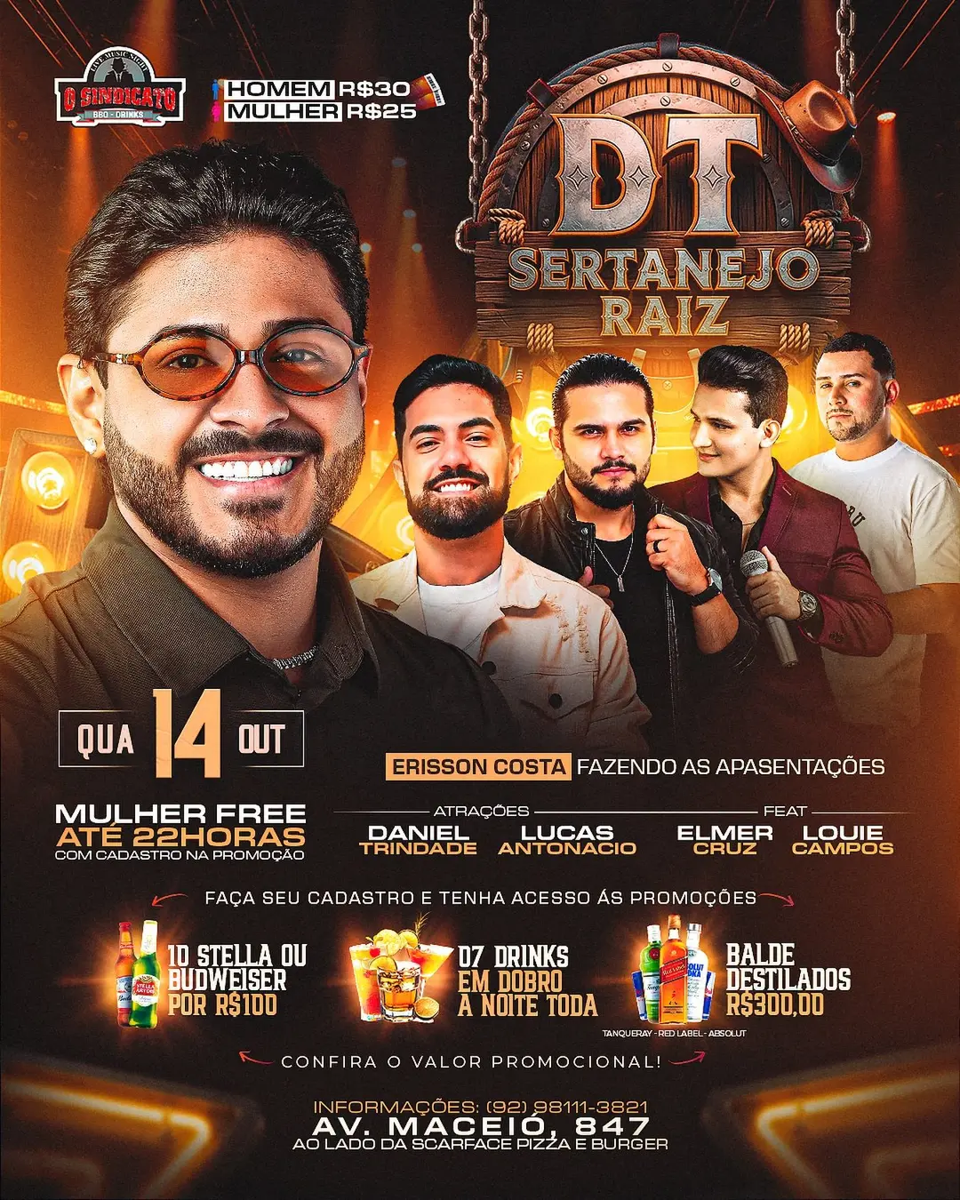 Flyer de Lucas Antonaccio, Elmer Cruz e mais 2 artistas