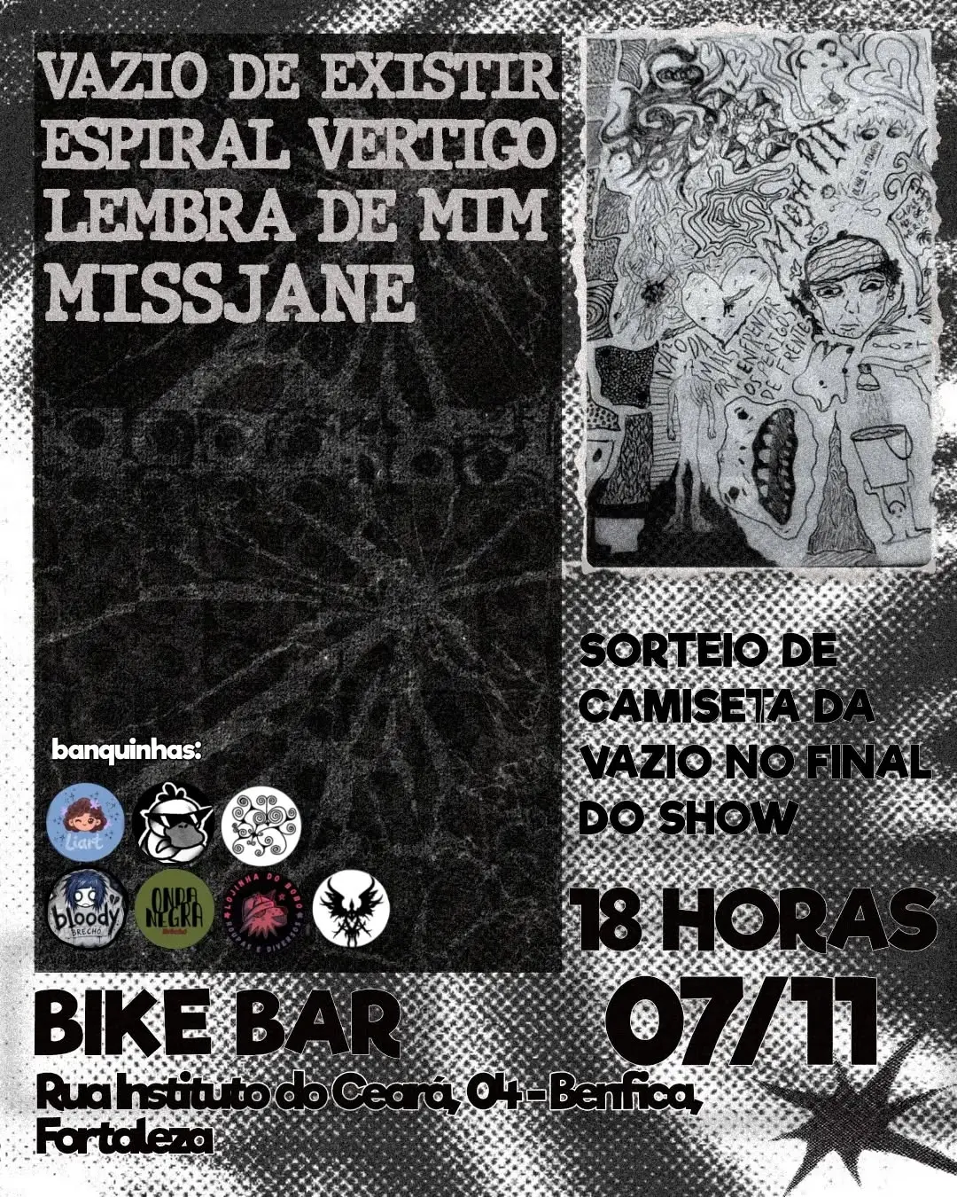 Flyer de Vazio de Existir, Miss Jane e mais 2 artistas