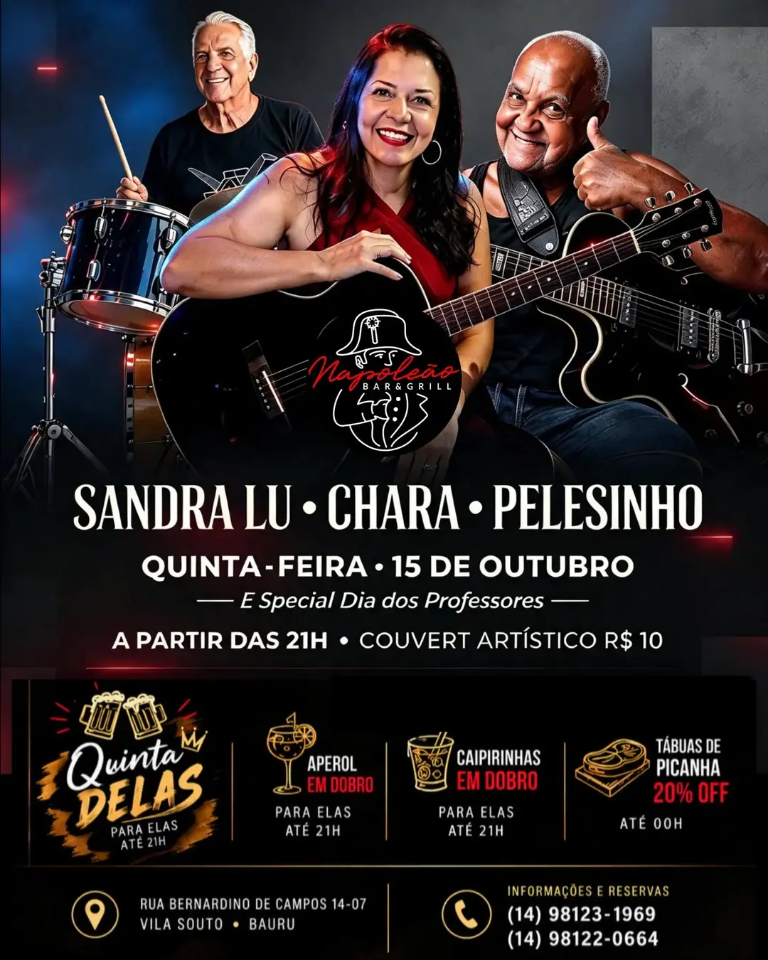 Flyer de Sandra Lu, Chara e Pelesinho