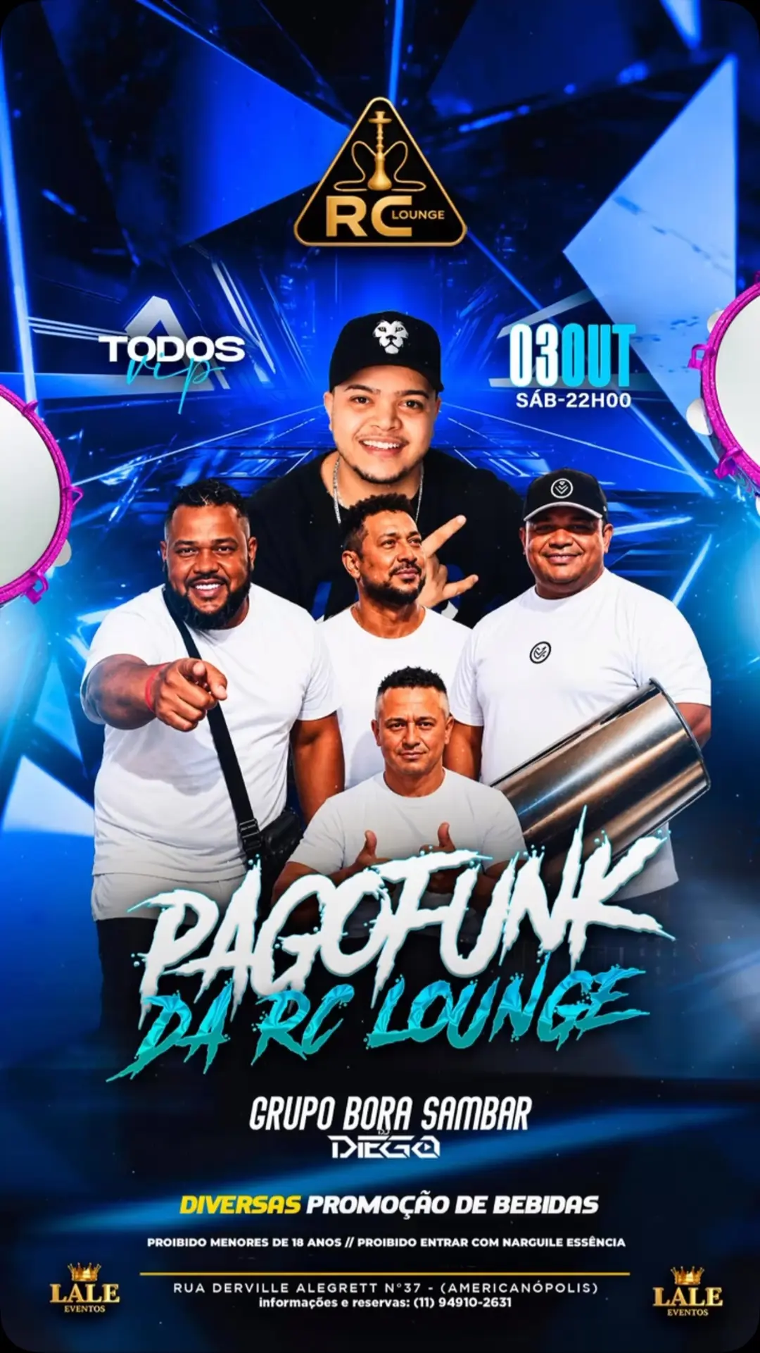 Flyer de Grupo Bora Sambar e Pagodin da RC Lounge