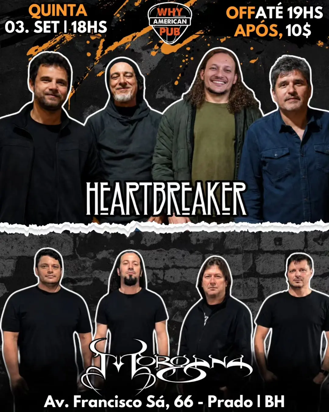 Flyer de Heartbreaker, Banda Morgana e Morgana