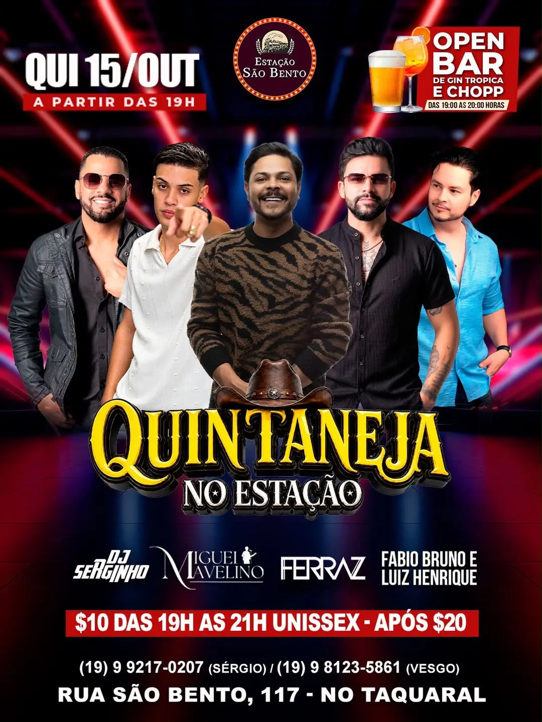 Flyer de Ferraz, Fábio Bruno e Luiz Henrique e mais 2 artistas