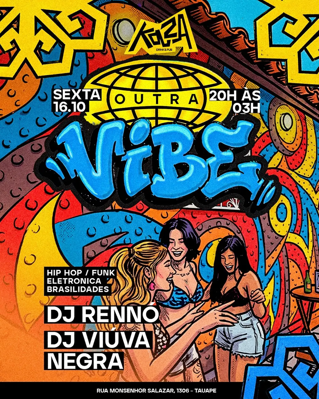 Flyer de Viúva Negra e DJ Rennó