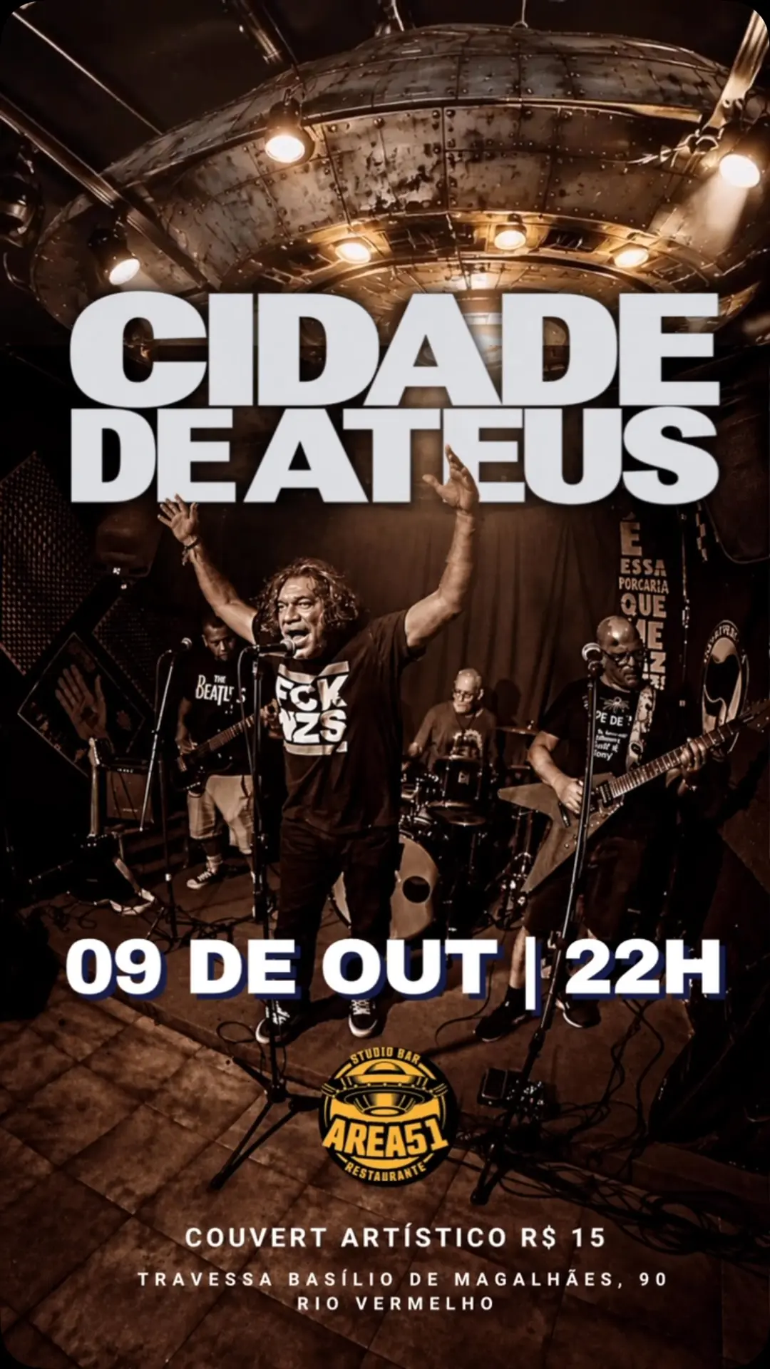 Flyer de Cidade de Ateus e Banda Corretiv0