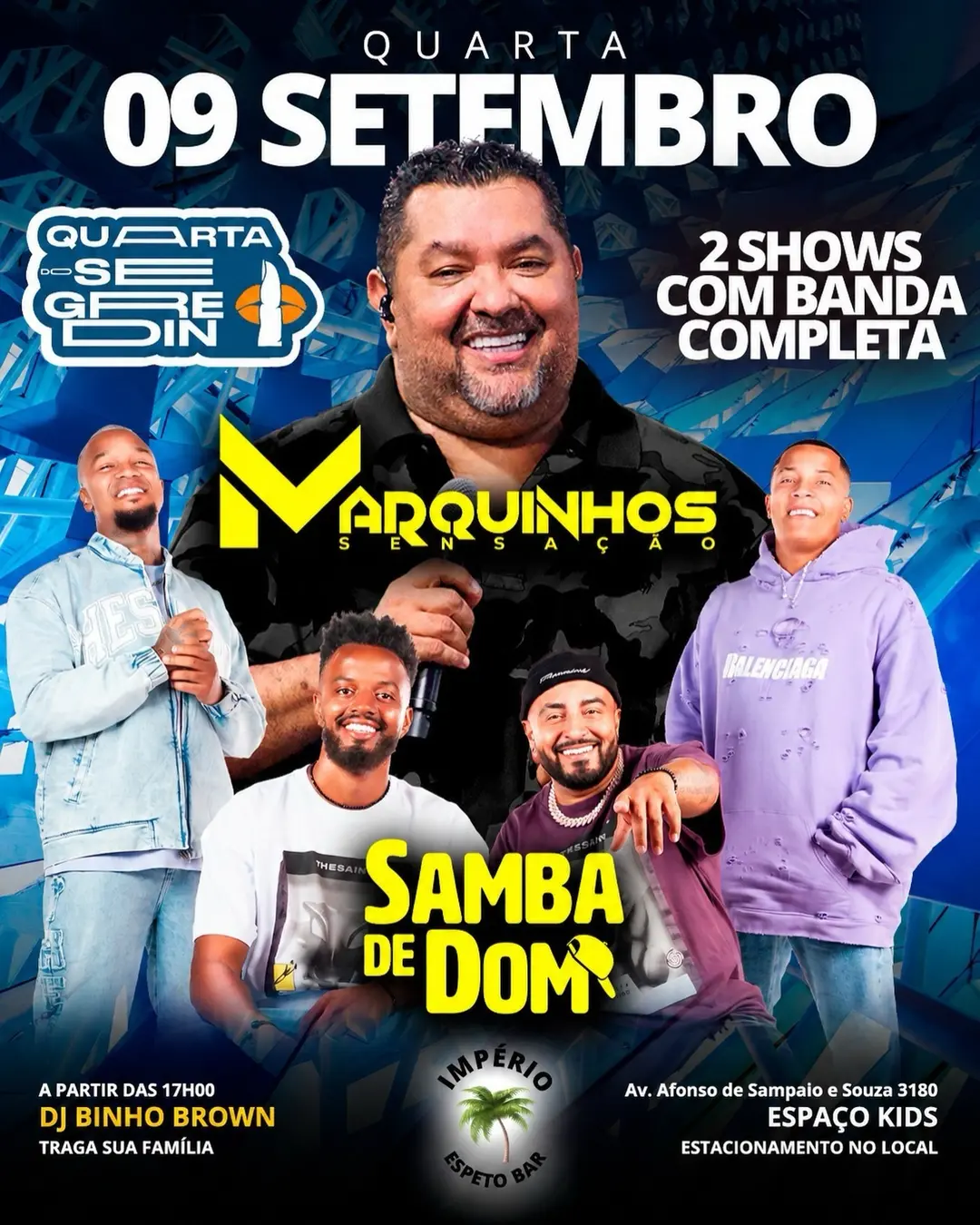 Flyer de DJ Binho Brown, Cantor Gui e mais 2 artistas