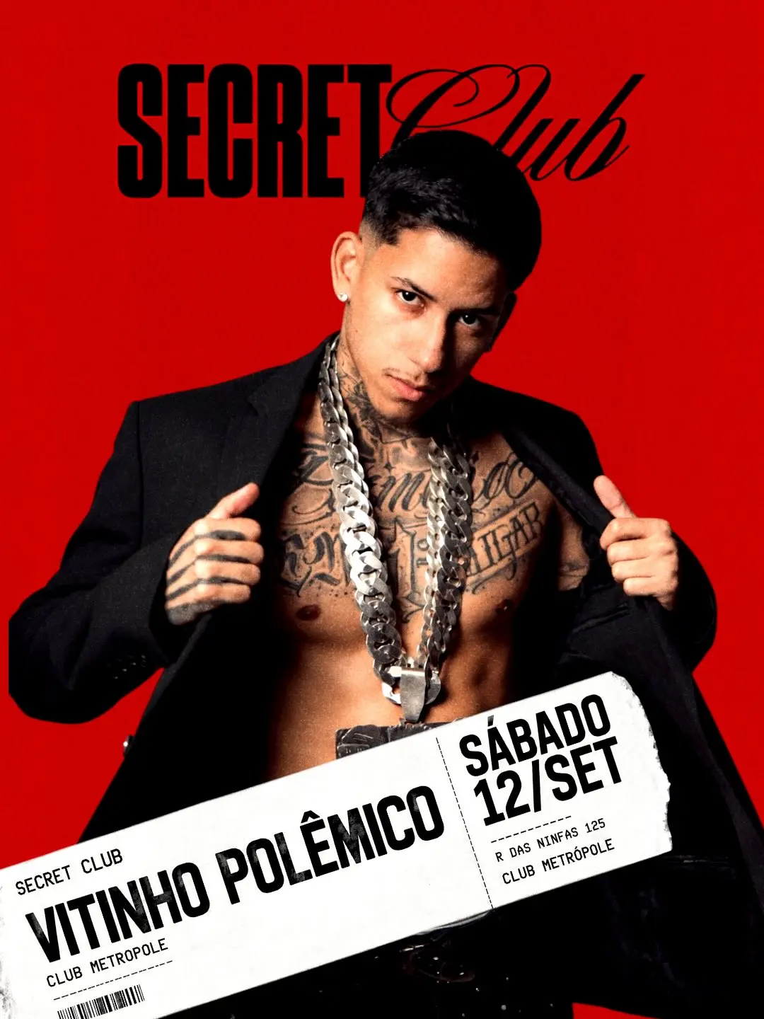 Flyer de Vitinho Polêmico, Alê, Emílio Vega e mais 9 artistas