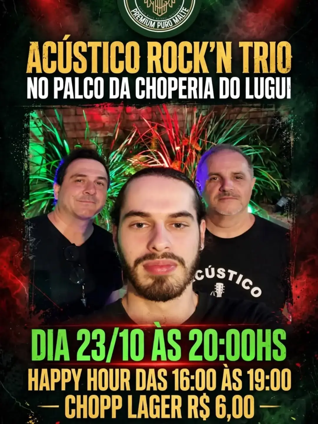 Flyer de Acústico Rock'n Trio