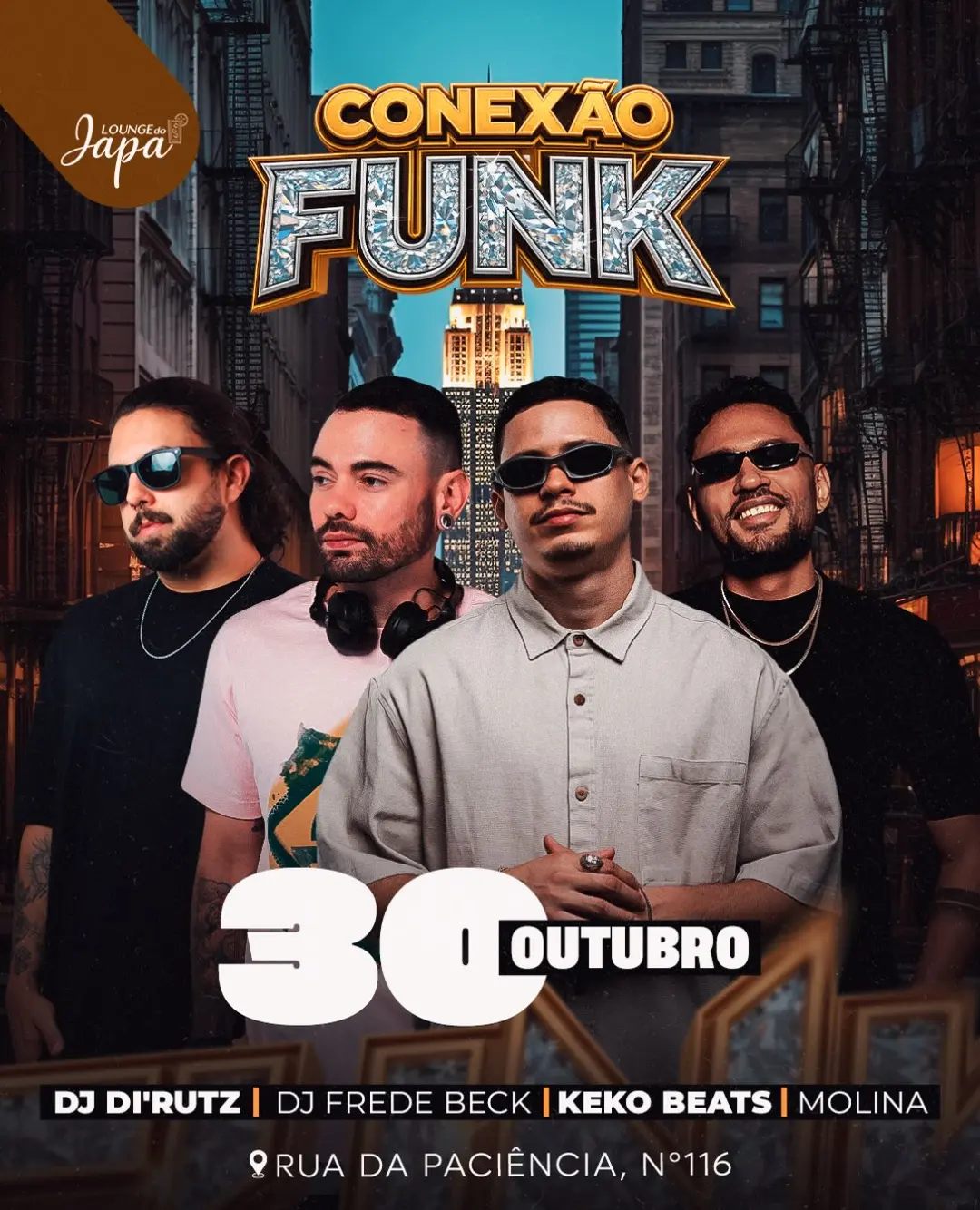 Flyer de Frederico Beck, DJ Molina e mais 3 artistas