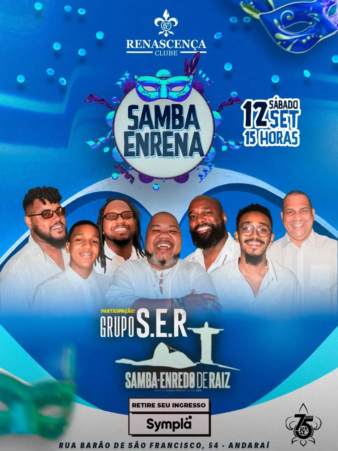 Flyer de Grupo S.E.R. Samba-Enredo de Raiz e mais 5 artistas