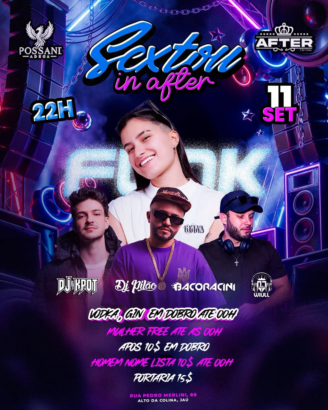 Flyer de DJ Bacoracini, DJ Pilão, Dj Wil e DJ Kpot