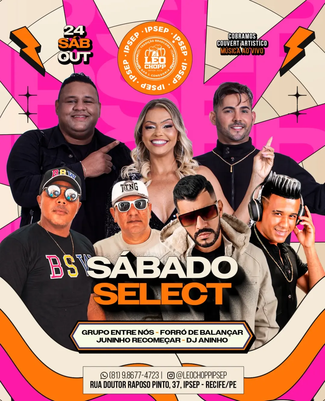 Flyer de Juninho Recomeçar, Grupo Entre Nos e mais 2 artistas