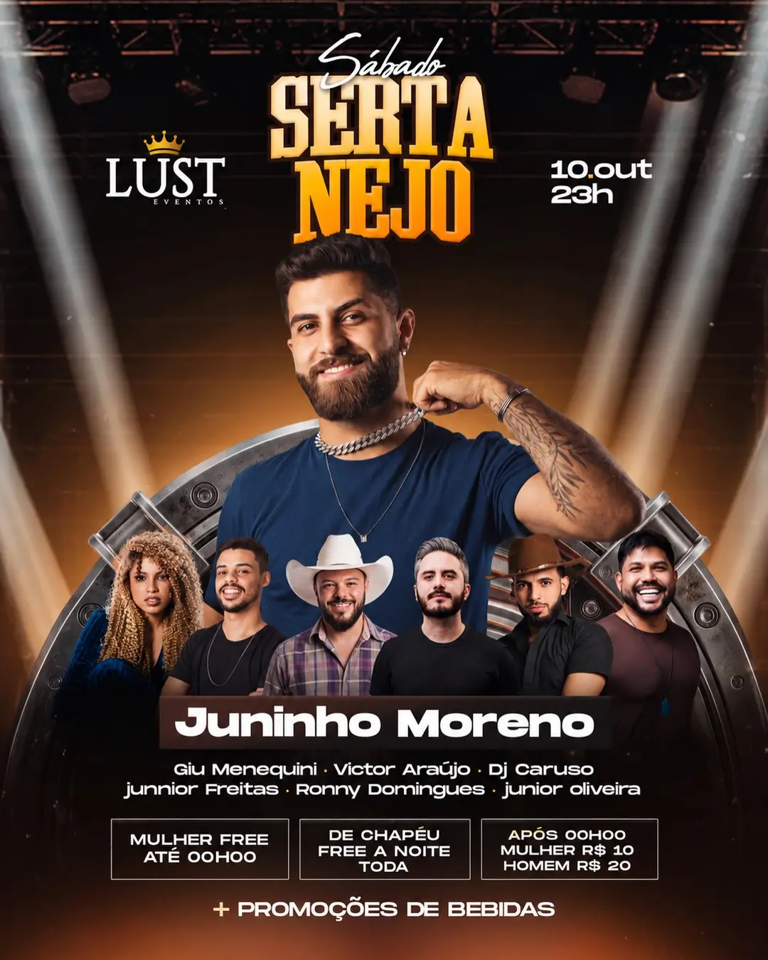 Flyer de DJ Caruso, Junnior Freitas e mais 5 artistas