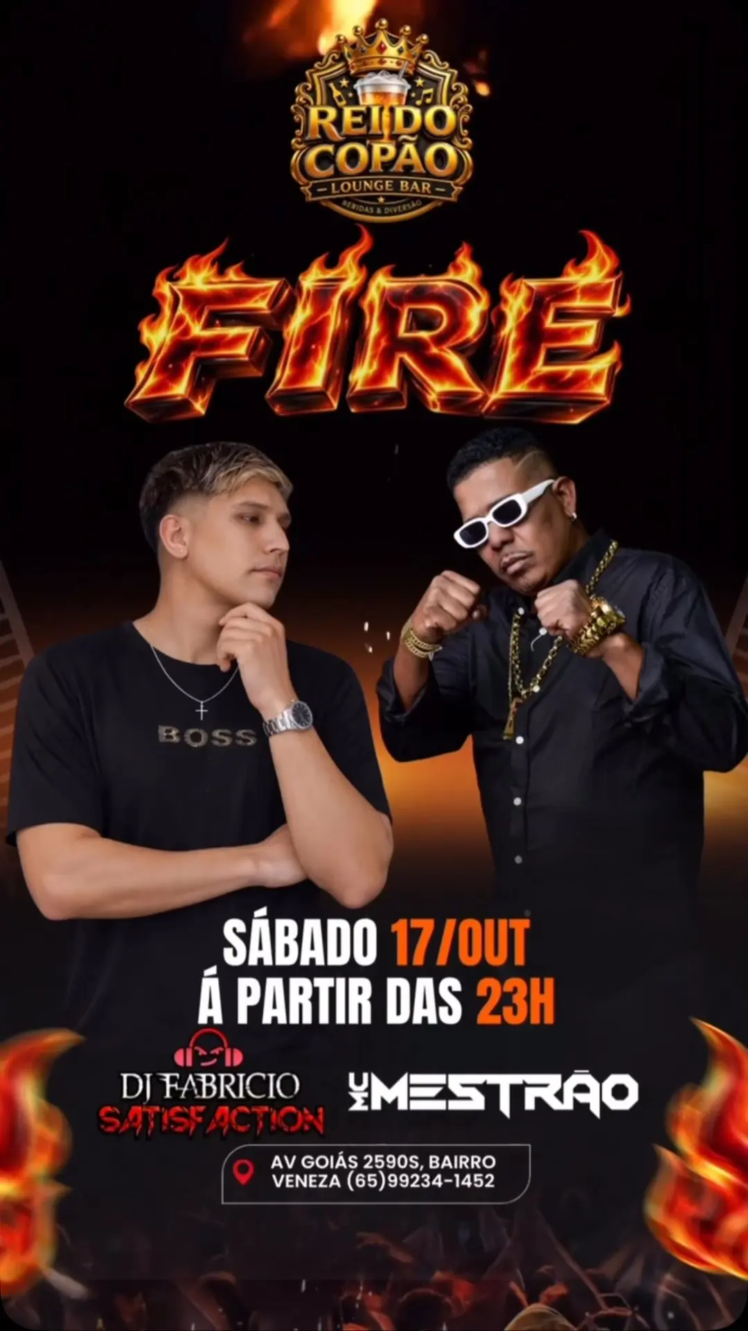 Flyer de MC Mestrão e DJ Fabrício Satisfaction