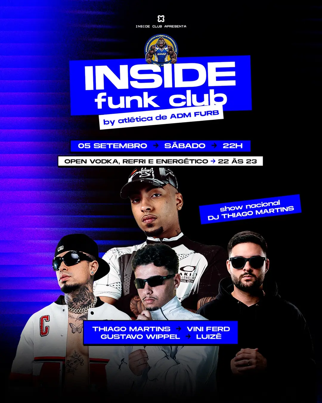 Flyer de Thiago Martins, Ferd, Gustavo Wippel e Luis Gustavo