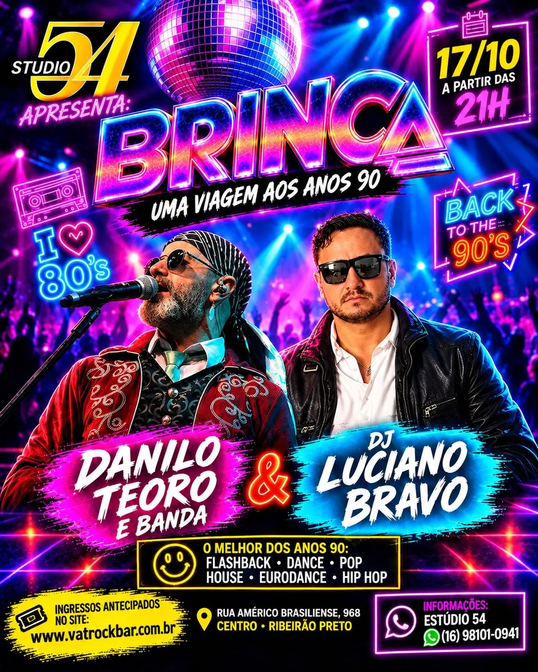 Flyer de Danilo Teoro e Banda e DJ Luciano Bravo