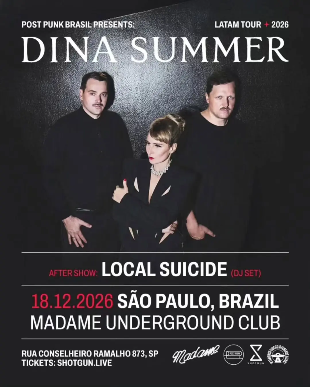 Flyer de DJ Gé Rodrigues, DINA SUMMER e LOCAL SUICIDE