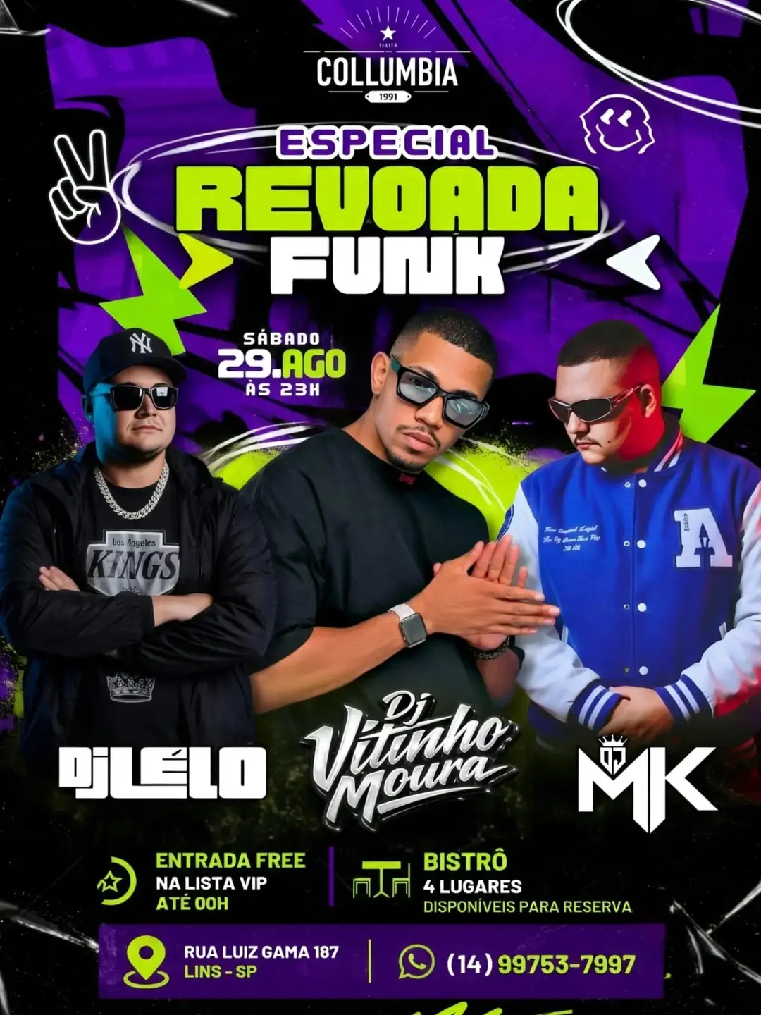 Flyer de DJ Vitinho Moura, DJ MK (Murilo) e DJ Lélo