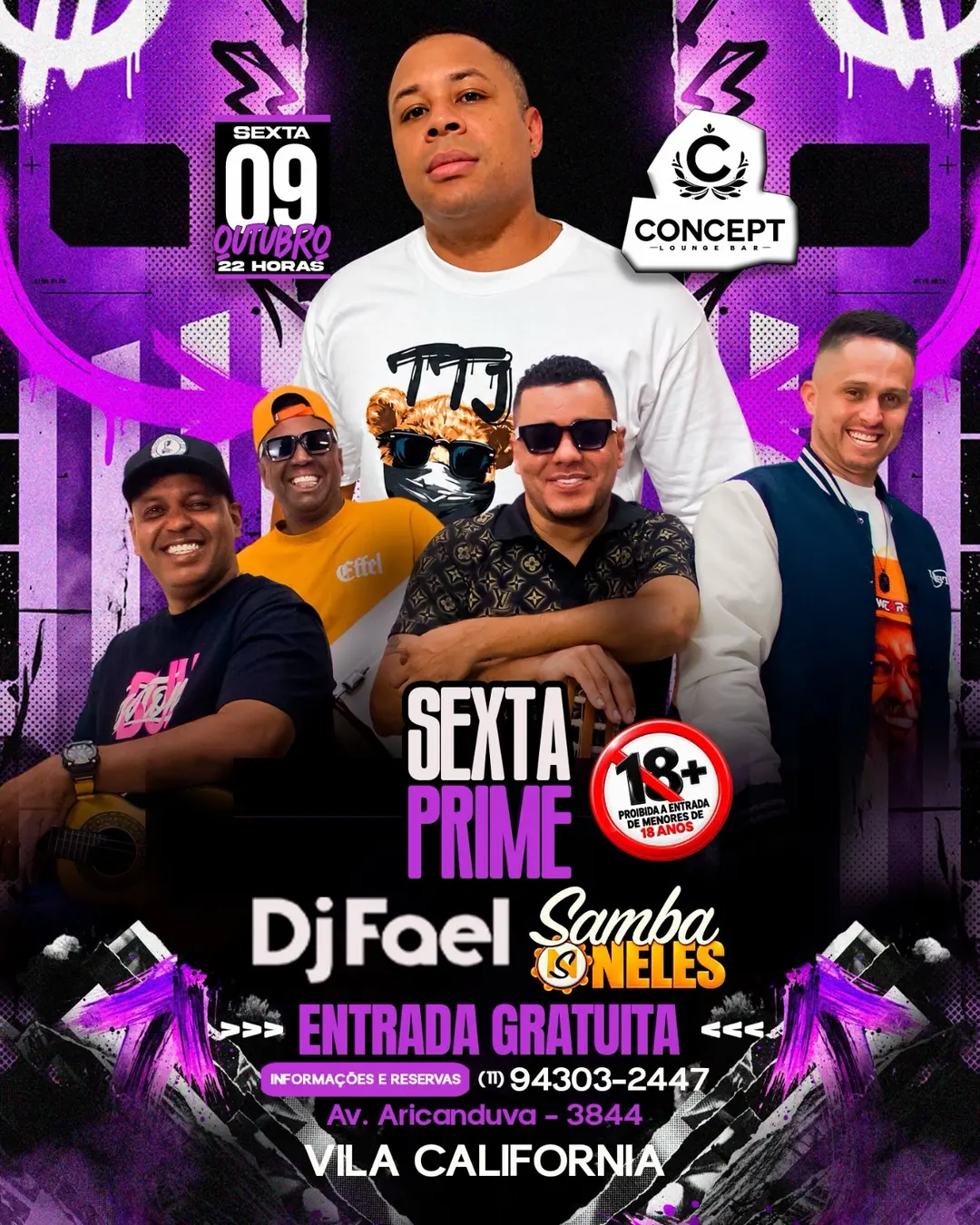 Flyer de Samba Neles e DJ Fael