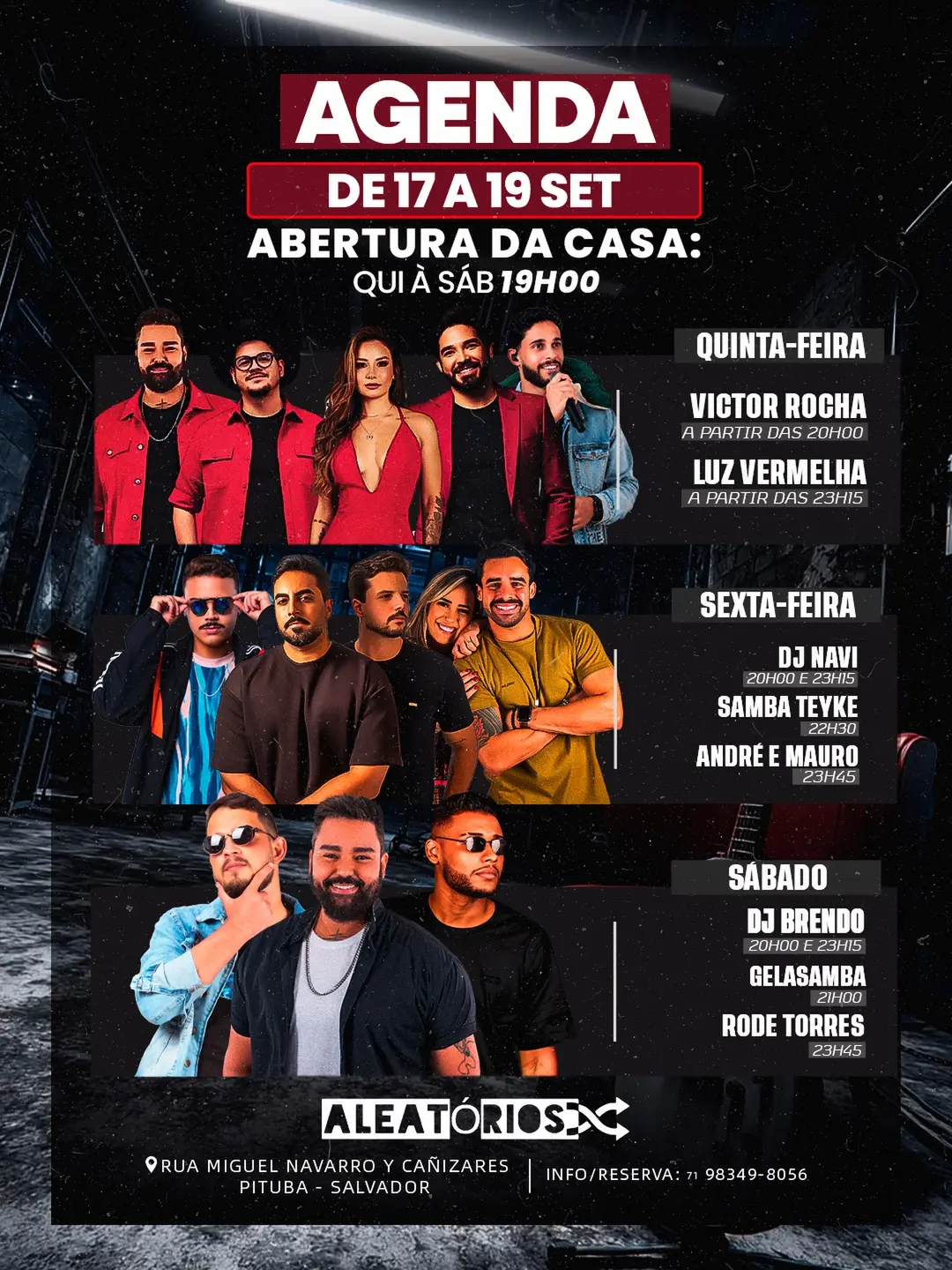 Flyer de Dj Navi, Samba Teyke e André e Mauro