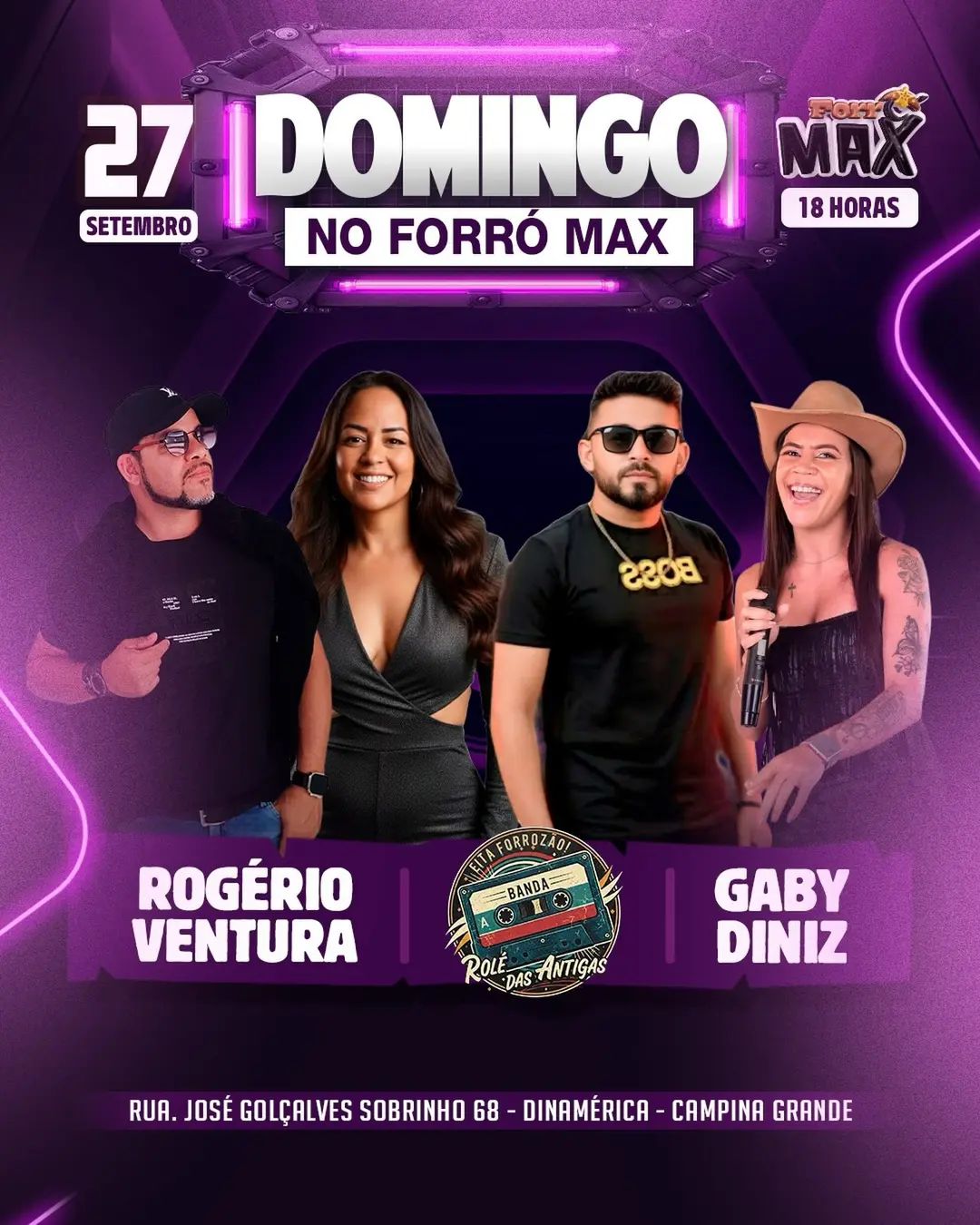 Flyer de Gaby Diniz, Rogério Ventura e Rolê das Antigas