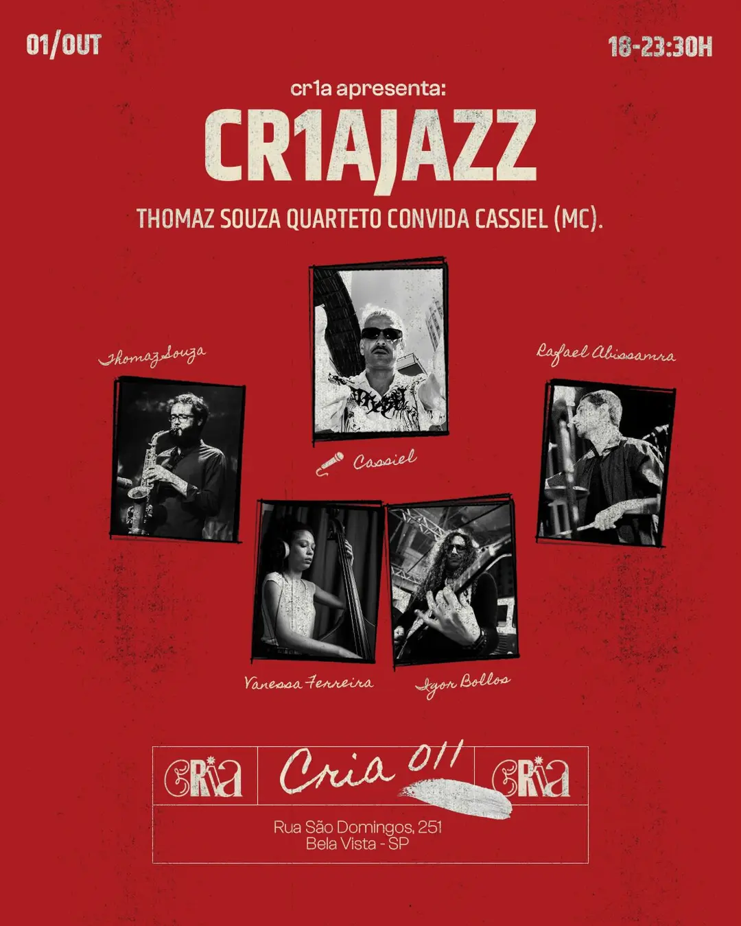 Flyer de Cassiel e Thomaz Souza Quarteto