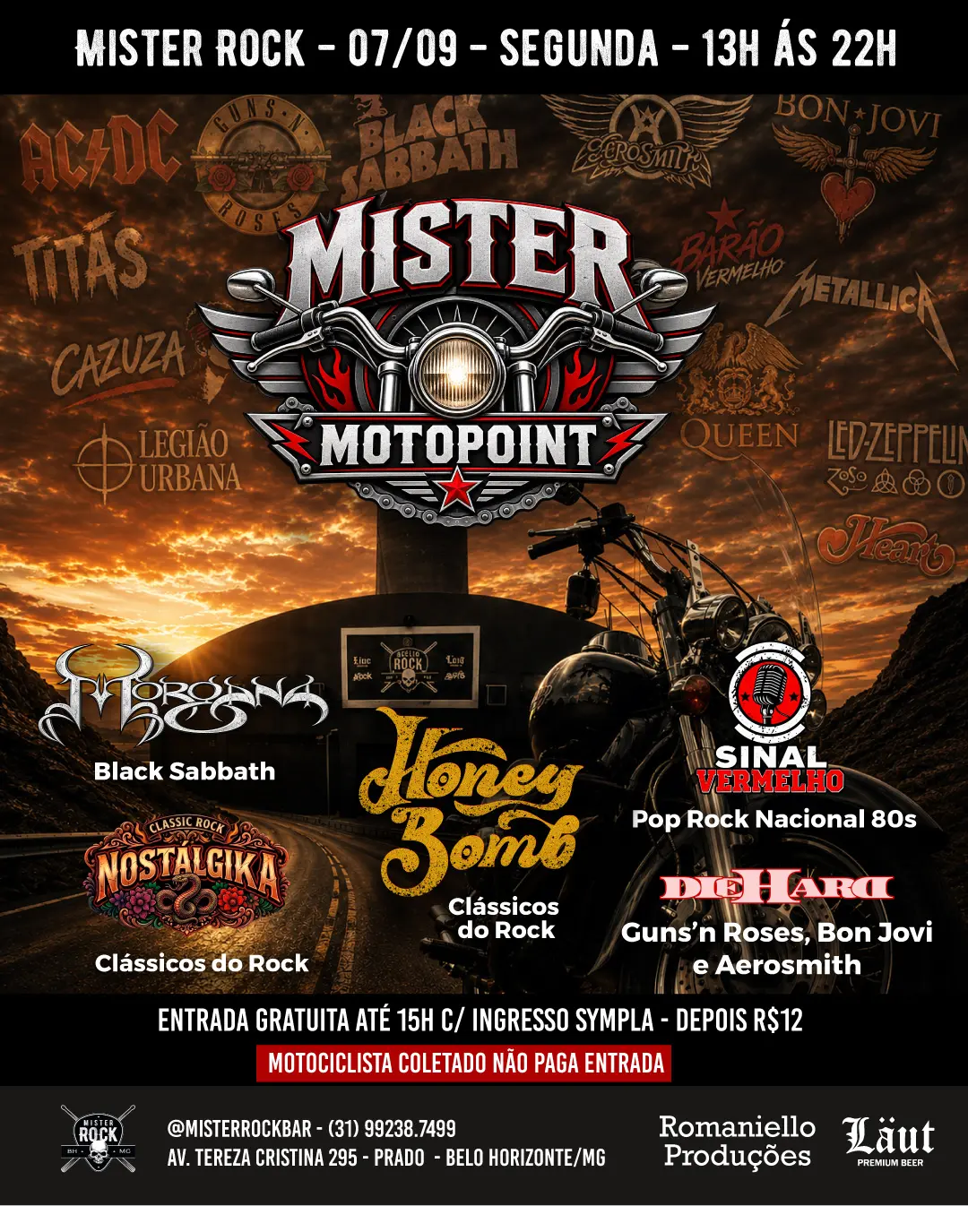 Flyer de Banda Morgana, Banda Sinal Vermelho e mais 5 artistas