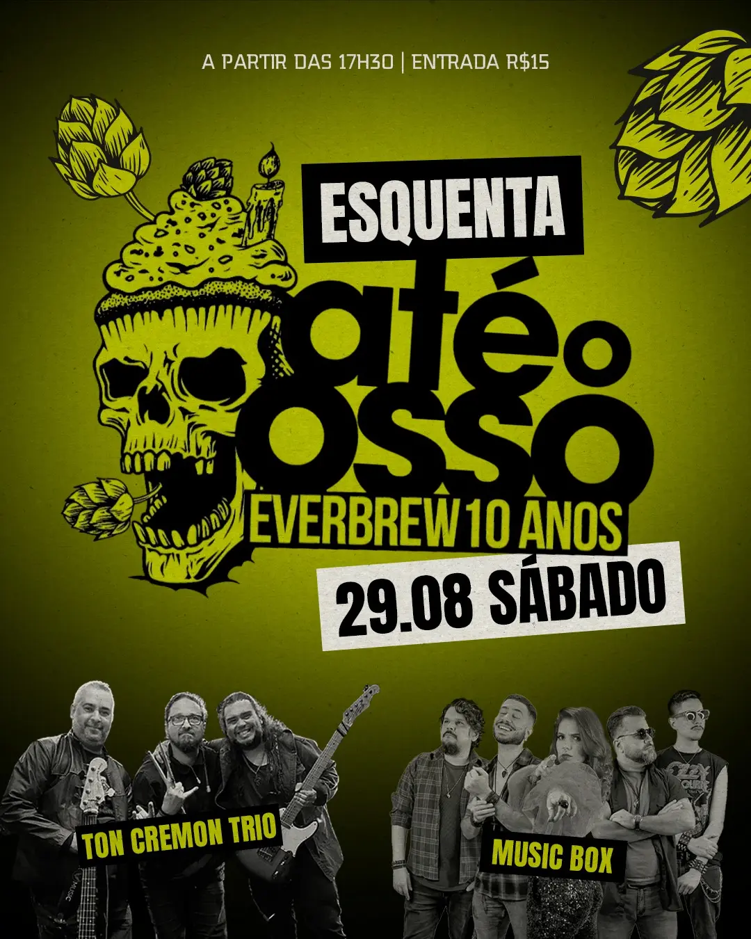 Flyer de Banda Music Box, Ton Cremon e mais 2 artistas