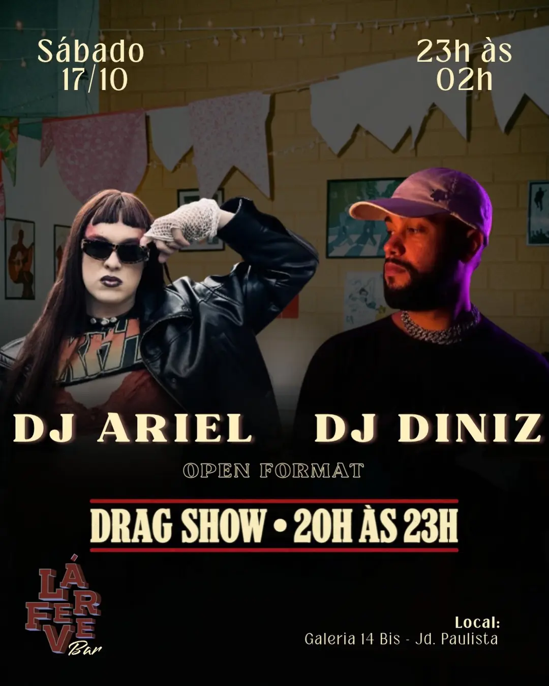 Flyer de DJ Ariel e Dj Diniz