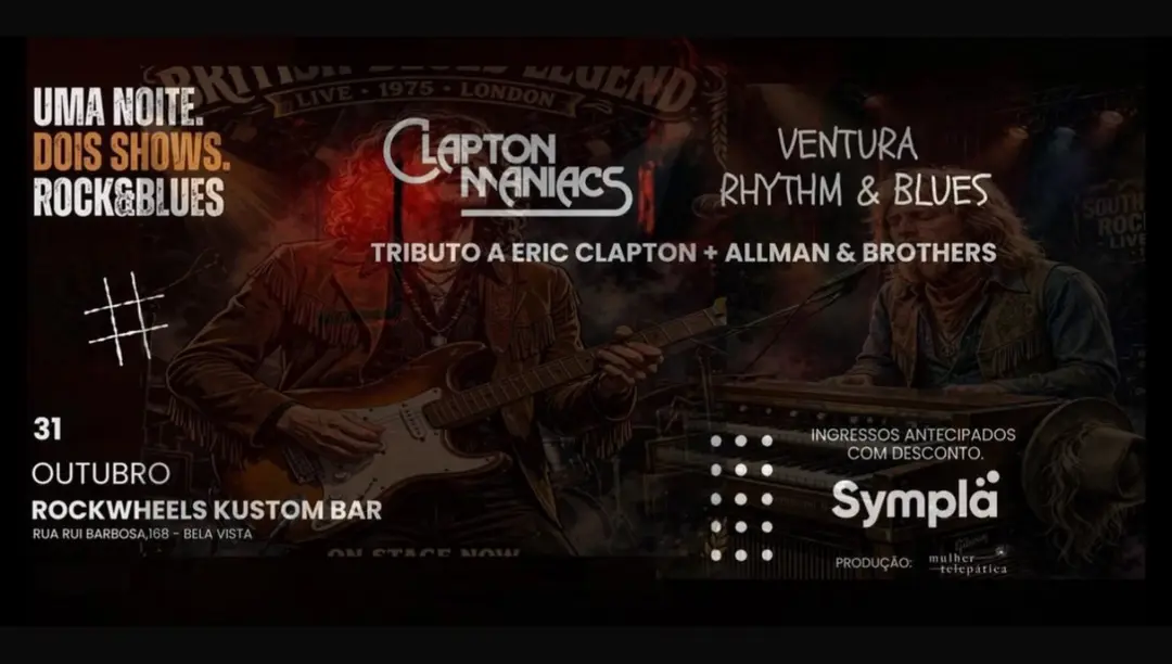 Flyer de Clapton Maniacs e Ventura