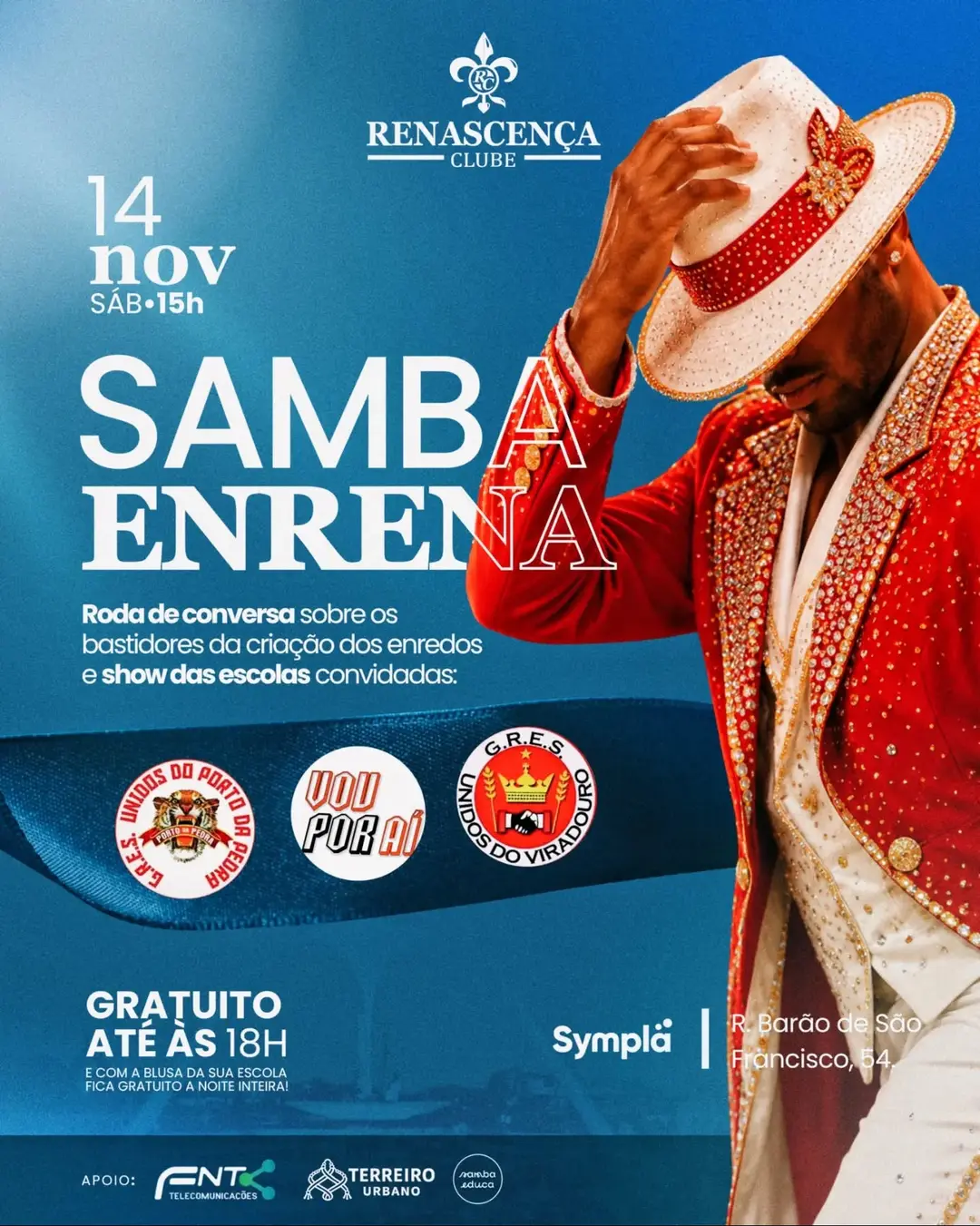 Flyer de Samba EnRena e mais 3 artistas