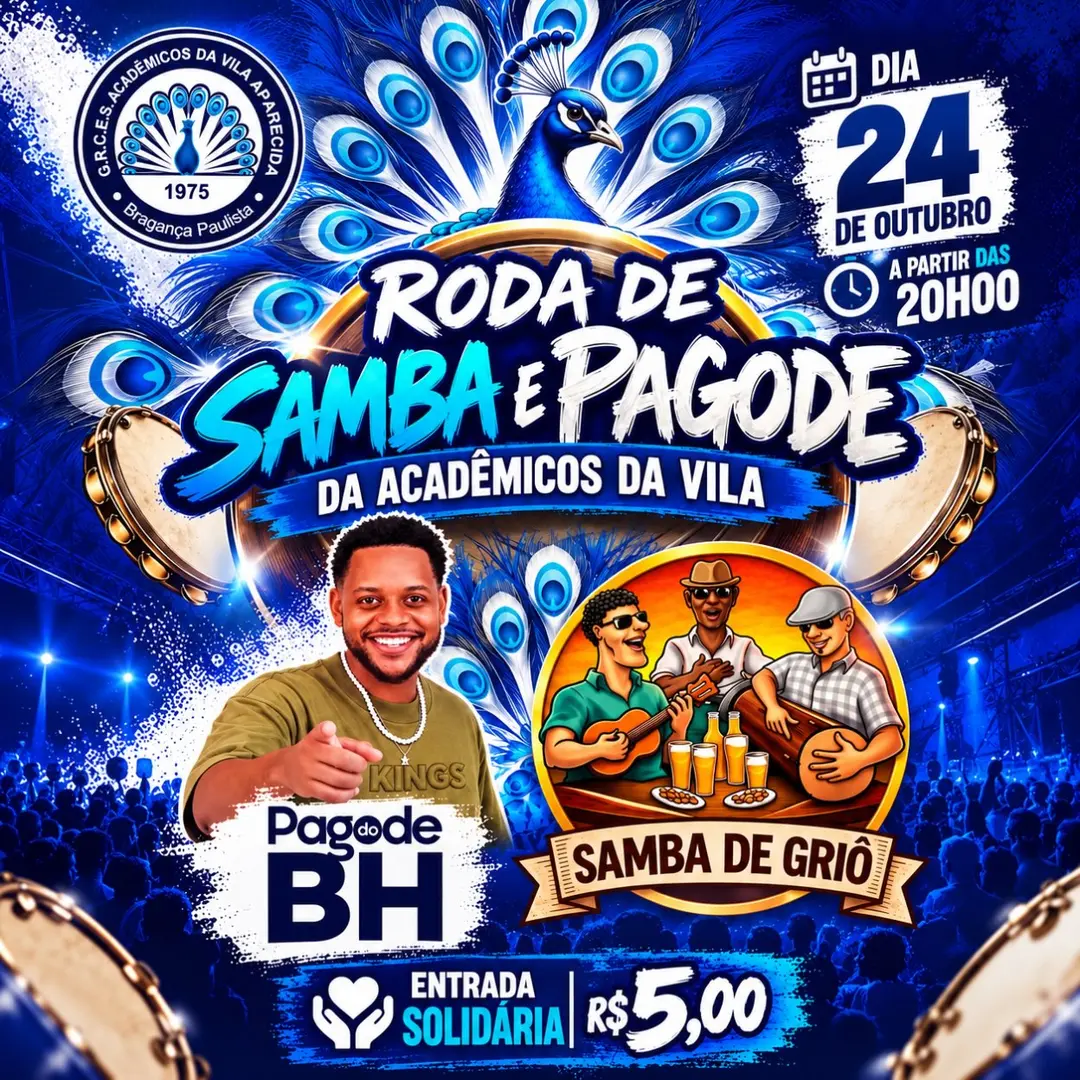 Flyer de G. R. C. E. S. Acadêmicos da Vila e mais 2 artistas